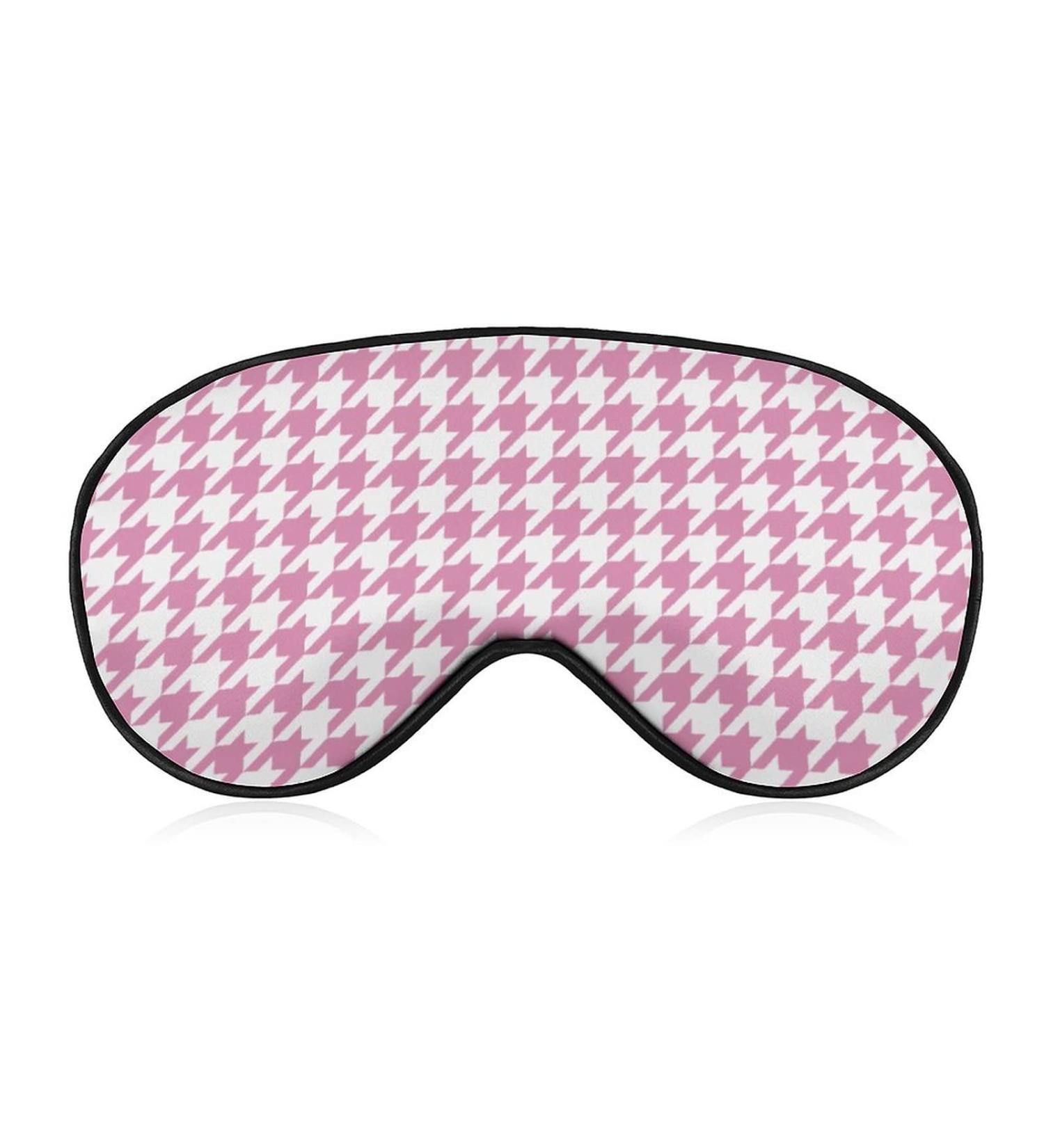 Pink Houndstooth Sleep Mask for Women | Adjustable Eye Shades with Elastic Strap | Perfect for Comfortable Sleep - Buy Online on GoSupps.com
