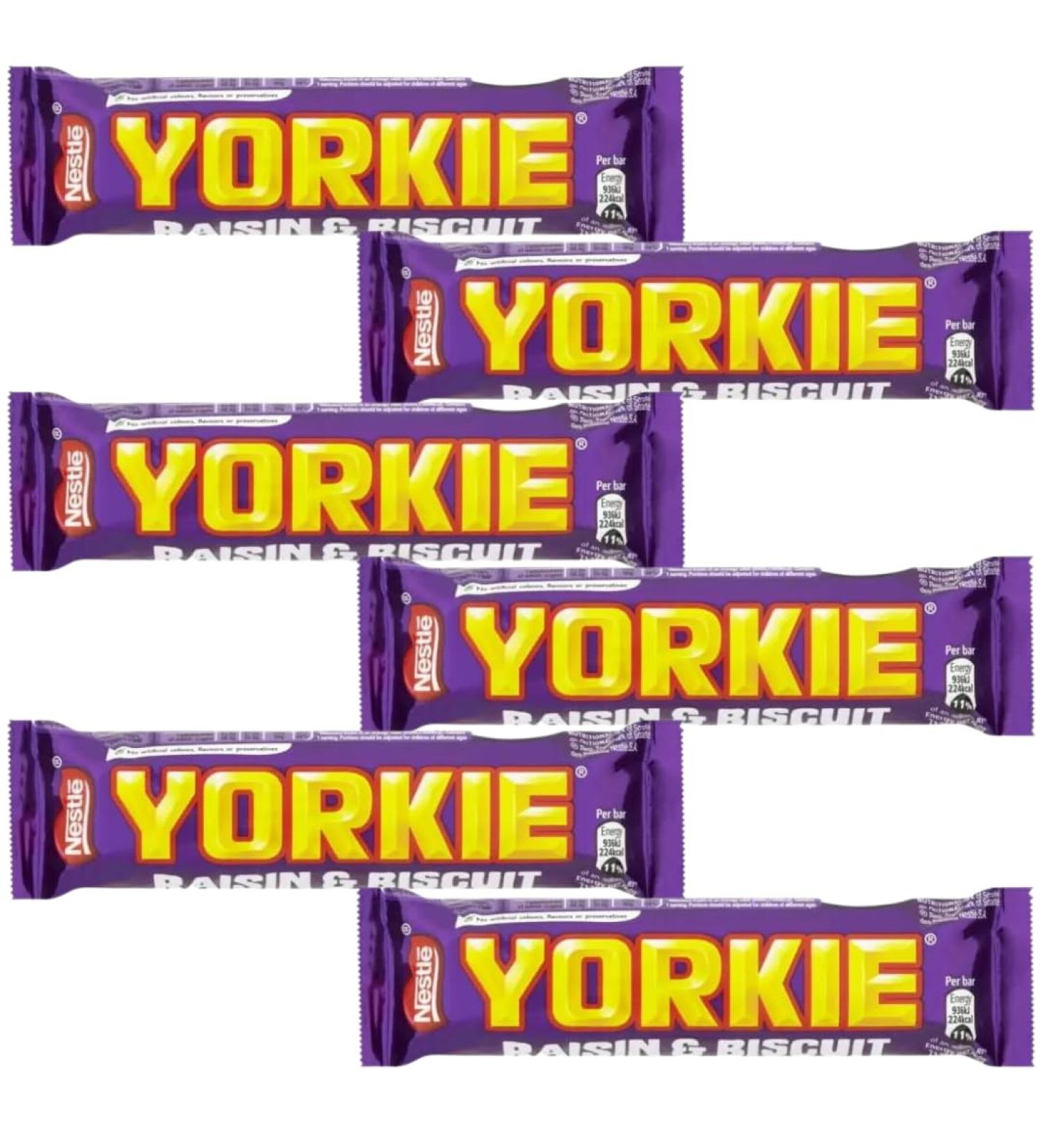 Milk Chocolate Bar Bundle Consisting of Yorkie Raisin & Biscuit Milk Chocolate Bar 44g (6 Pack)