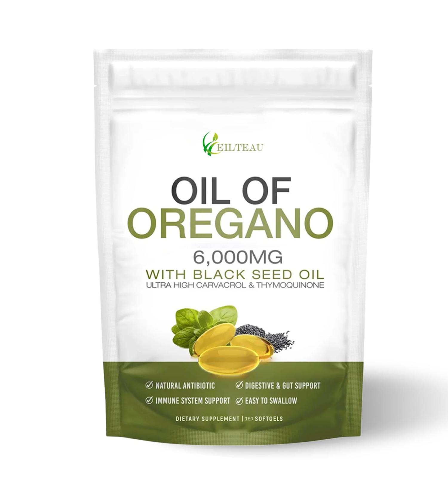 EILTEAU Oil of Oregano with Black Seed Oil 6000mg Oregano Oil Capsules Non-GMO Gluten Free Antioxidant & Immune Support - 3rd Party Lab Test GMP Certification (1) - Buy Online on GoSupps.com