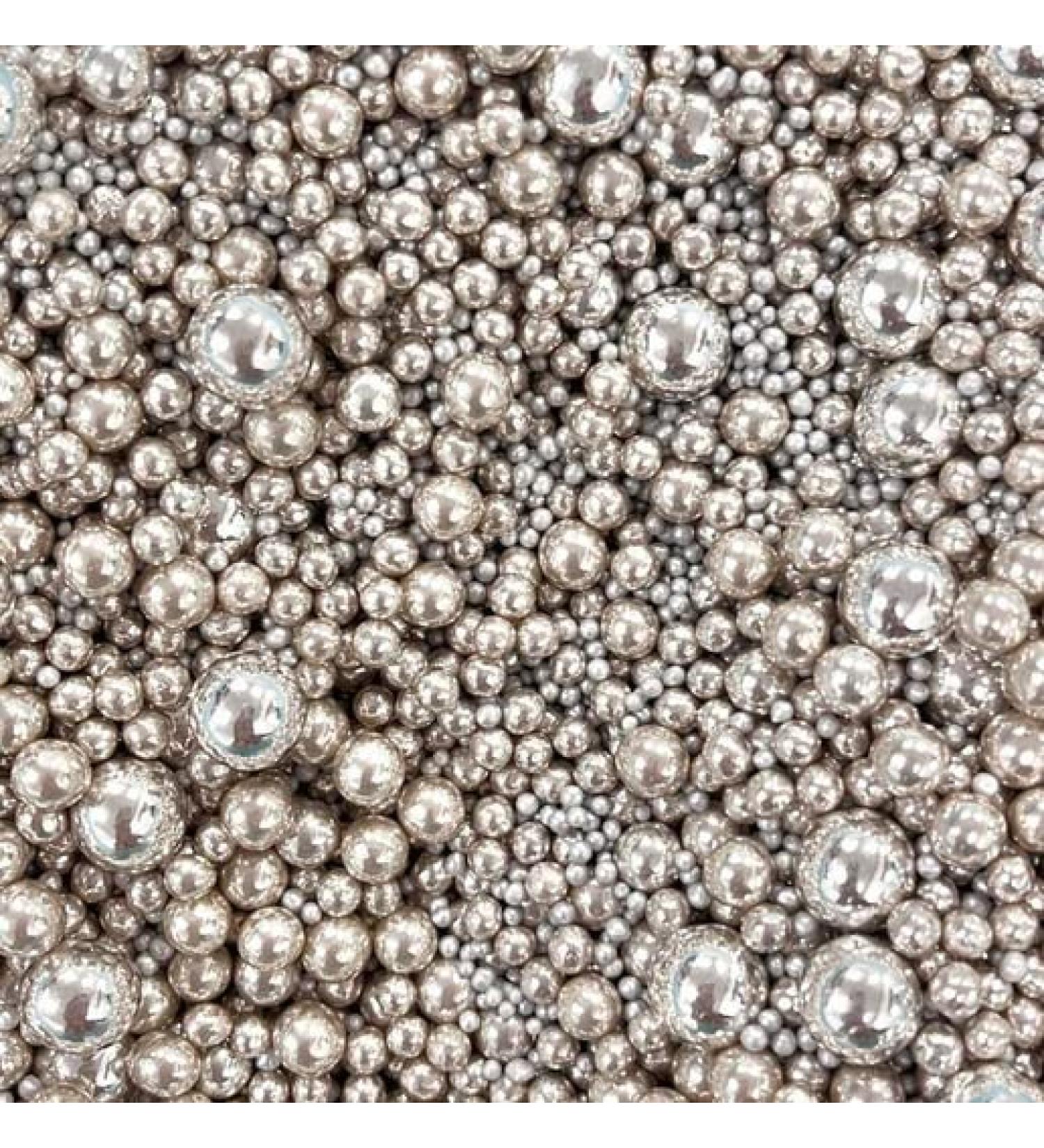 Silver sprinkles metallic chocolate balls for cupcakes cakes cookies decoration baking toppers edible pearls balls metallic silver grey wedding anniversary birthday celebration DISCO BALL