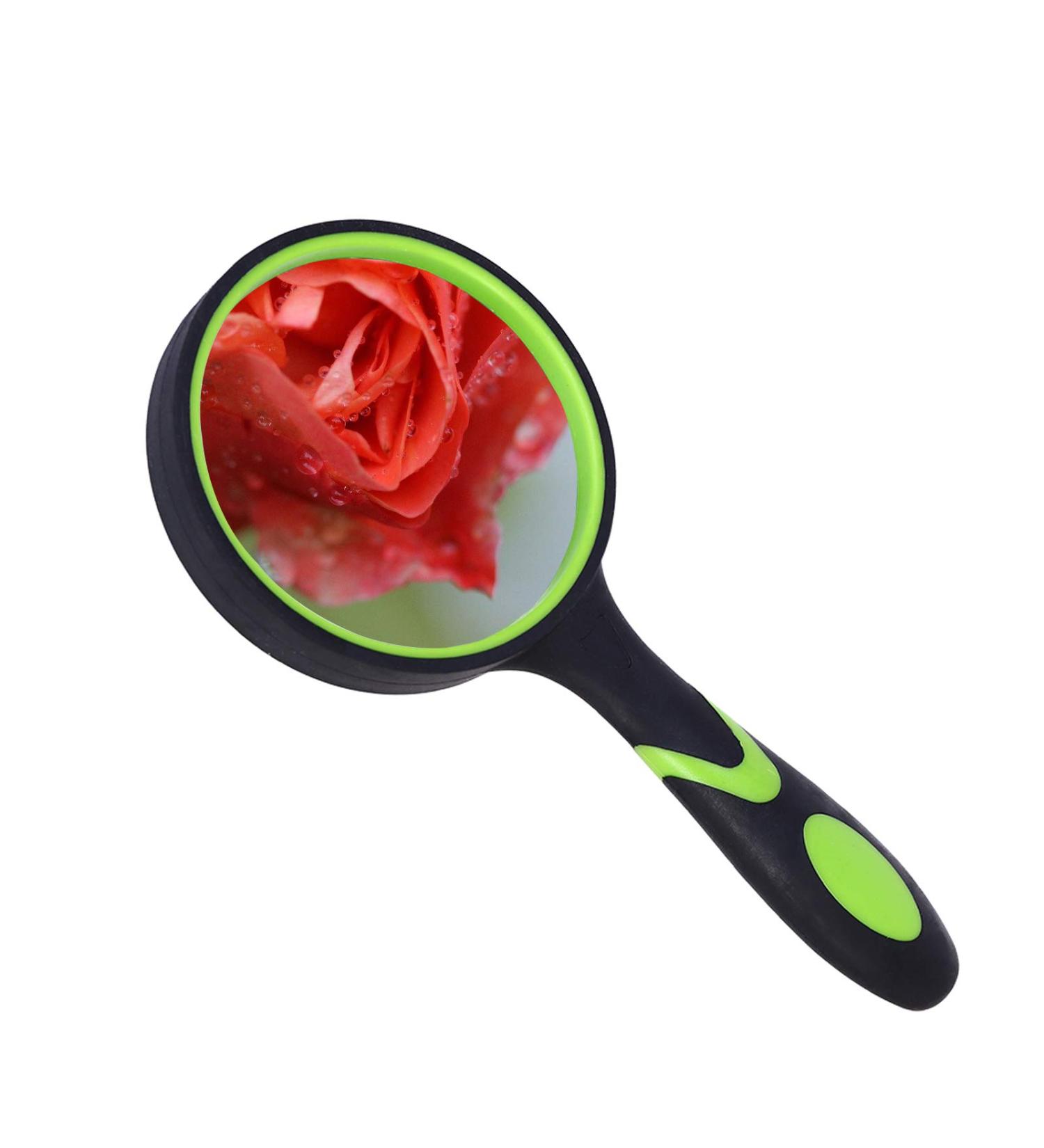 Magnifying Glass Jiasoval 10X Handheld Reading Magnifier with Non-Slip Soft Rubber Handle 75mm Magnifying Lens (Green) - Buy Online on GoSupps.com