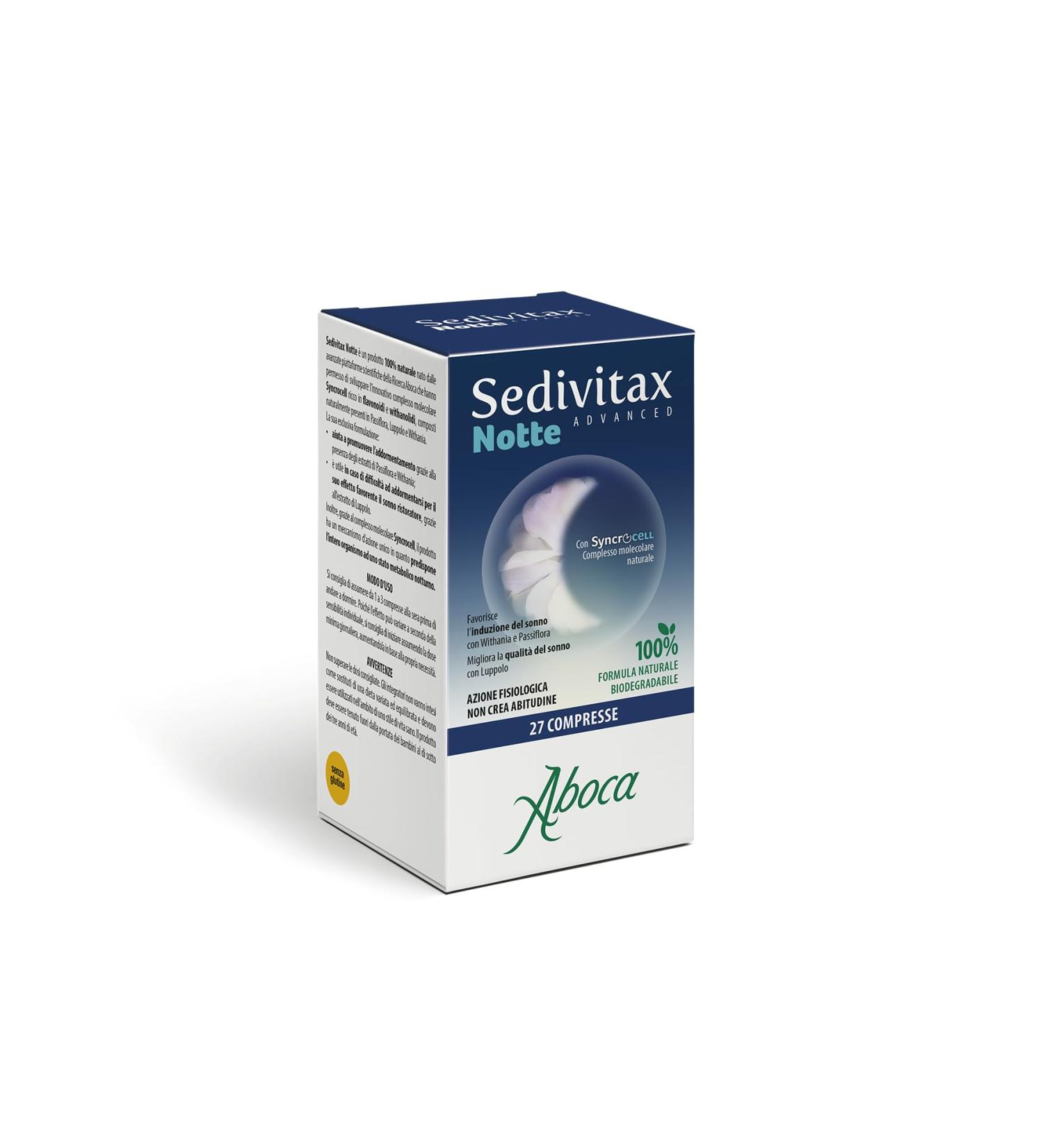 Aboca Sedivitax Nuit Advanced 27 Comprim s - Compl ment alimentaire qui favorise l'induction du sommeil avec Withania et Passiflore et am liore la qualit du sommeil avec houblon - Buy Online on GoSupps.com