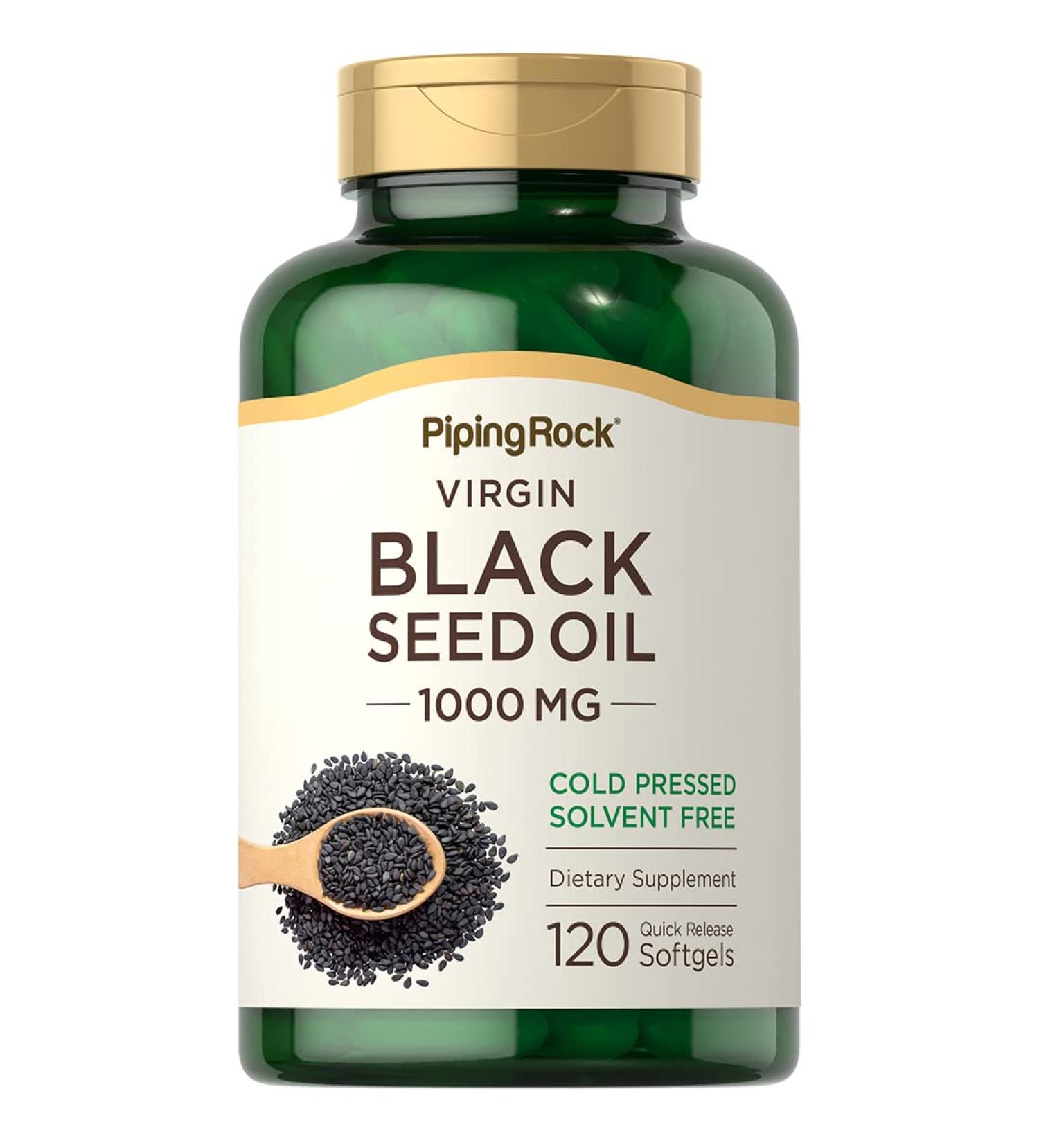 Piping Rock Black Seed Oil Softgel Capsules | 1000mg | 120 Pills | Cold Pressed Supplement | Nigella Sativa | Solvent Free Non-GMO Gluten Free - Buy Online on GoSupps.com
