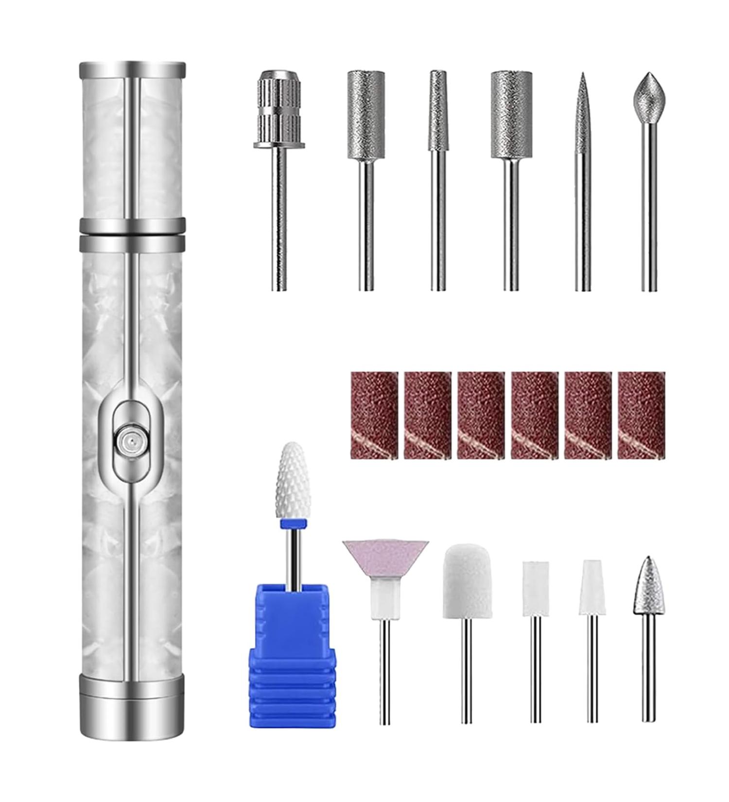 Electric Nail File Toenail Grinder for Human Thick Toenails Toenail Grinder for Thick Nails Polishing Care Peeling Removal Edge Shaping Suitable for Various Nails and Shapes (18 Grinding Heads) 18-white - Buy Online on GoSupps.com
