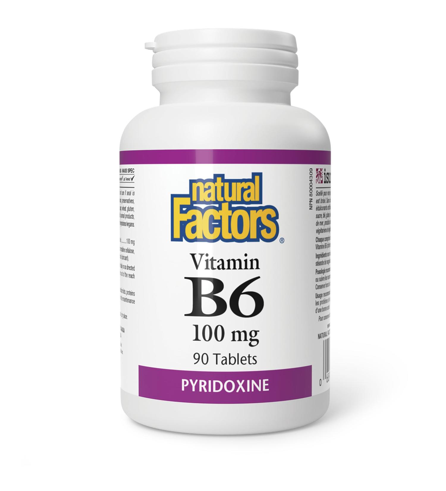 B-6 Pyridoxine Hcl 250mg (90Tablets) Brand: Natural Factors - Buy Online on GoSupps.com