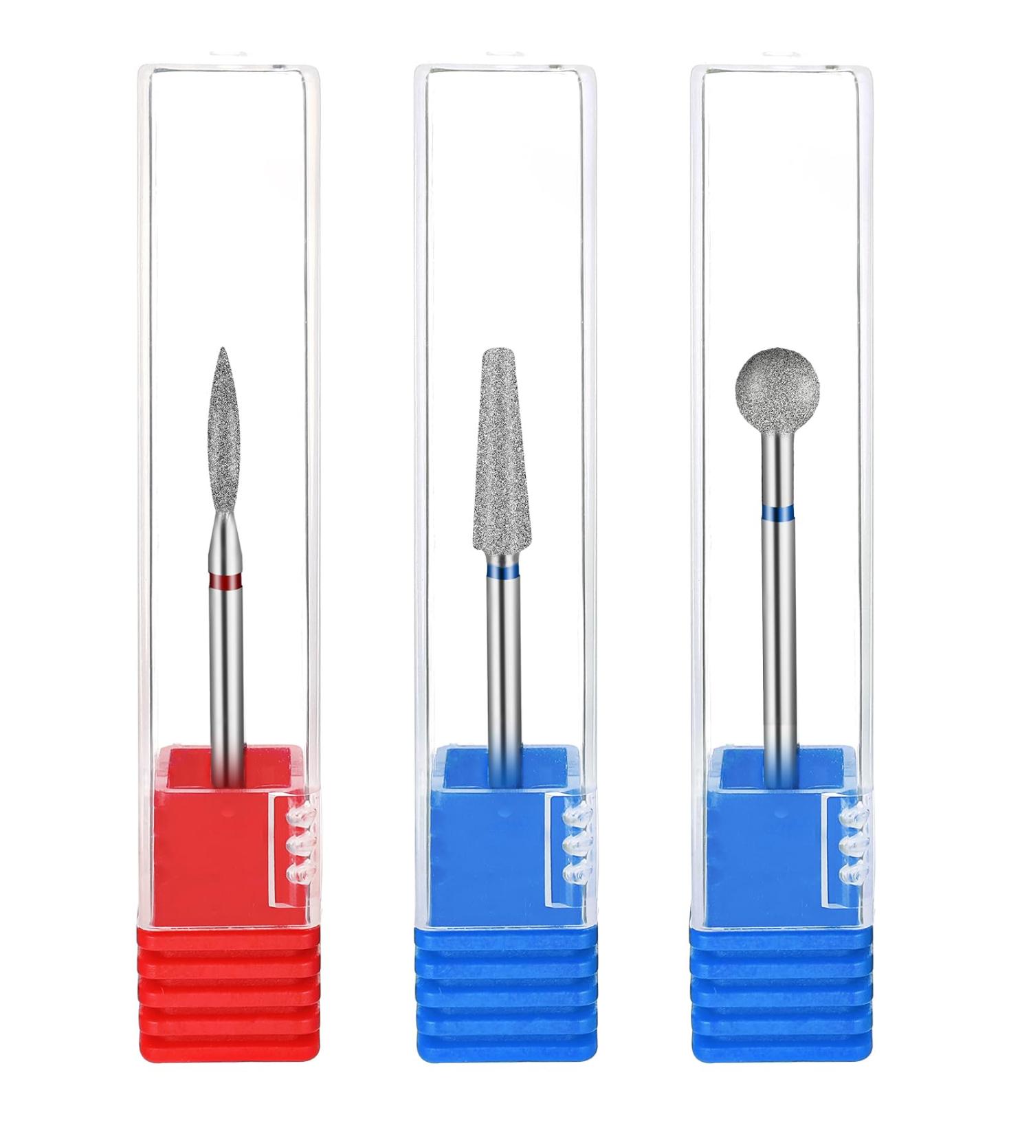 YUXIANLB 3 Pcs Diamond Nail Drill Bits Set - Nail Polishing & Grind Tools for Dead Skin Cleaning, Acrylic & Gel Nails - 3/32 Inch - Silver - Buy Online on GoSupps.com
