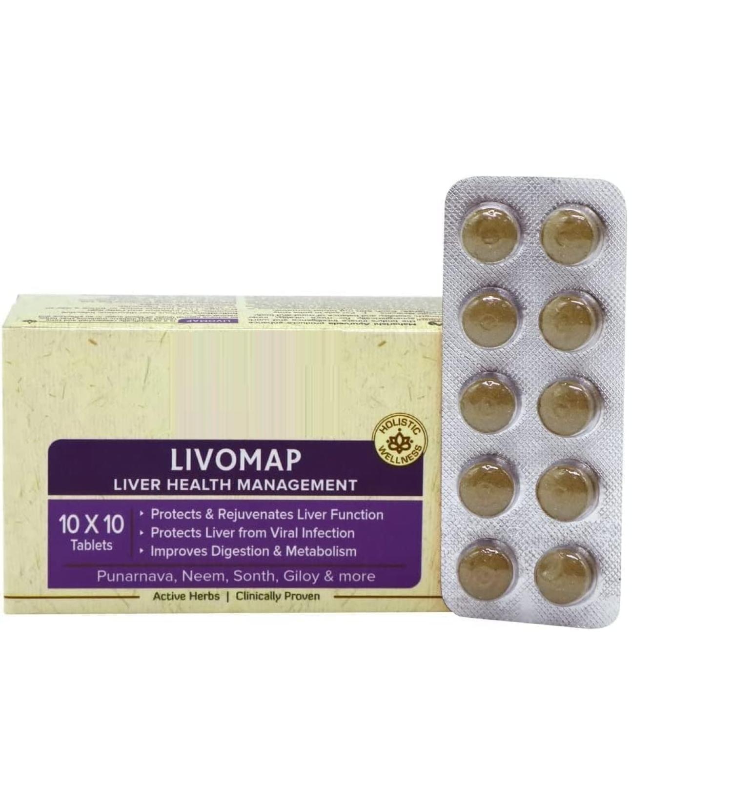DRD Livomap Tablets for Liver Health Management | Rejuvenate Liver Function | Improve Digestion and Metabolism - 100 Tablets