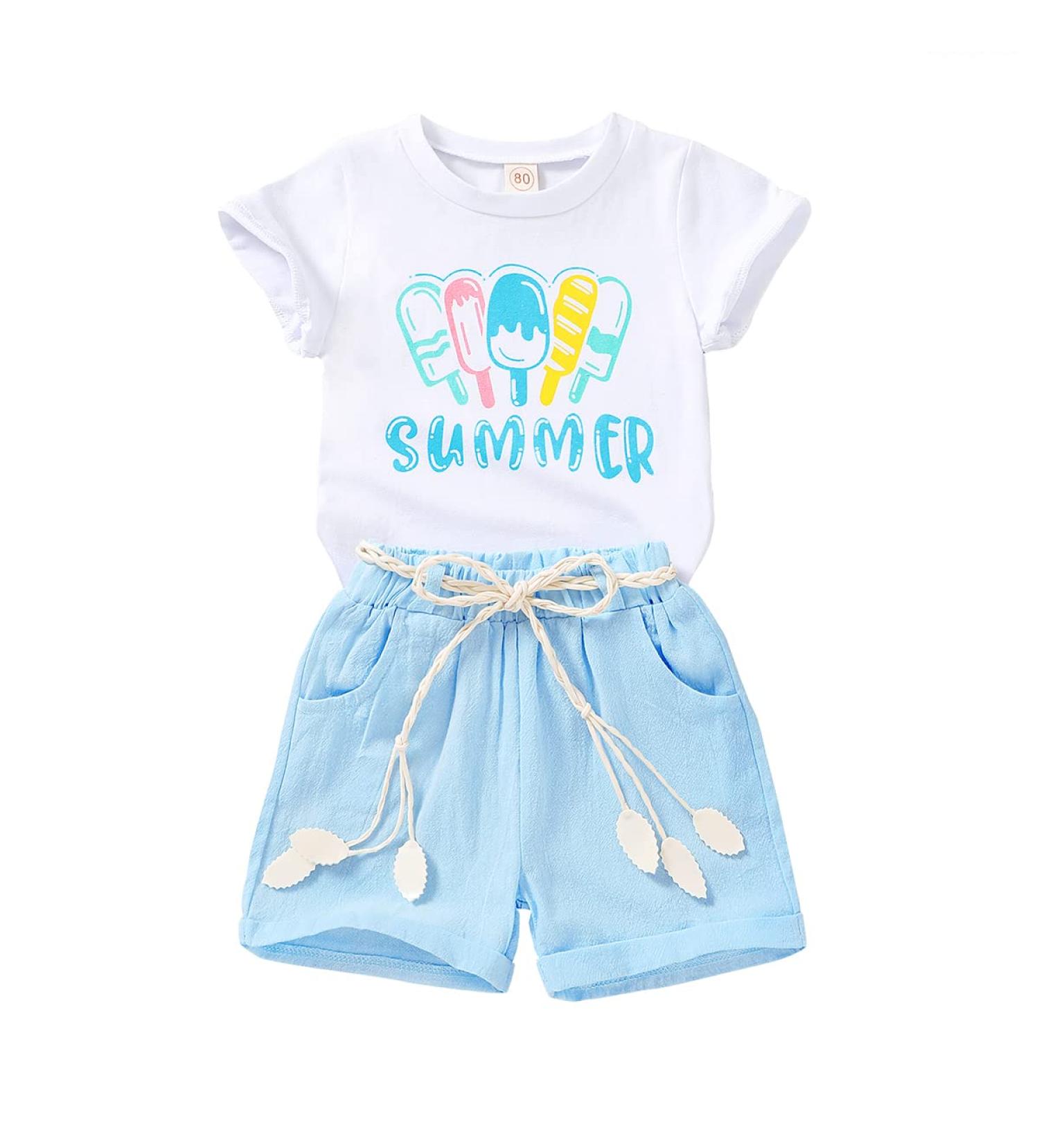 YOUNGER TREE Toddler Baby Girls Watermelon T-shirt + Linen Shorts Set - 4 Years - Buy Online on GoSupps.com