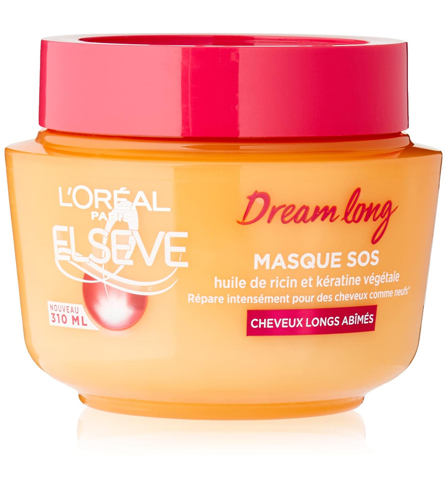 L OR AL PARIS - SOS Keratin Repair Mask - Long Hair - Enriched with Castor Oil and Vegetable Keratin - Elseve Dream Long - 310 ml - Buy Online on GoSupps.com
