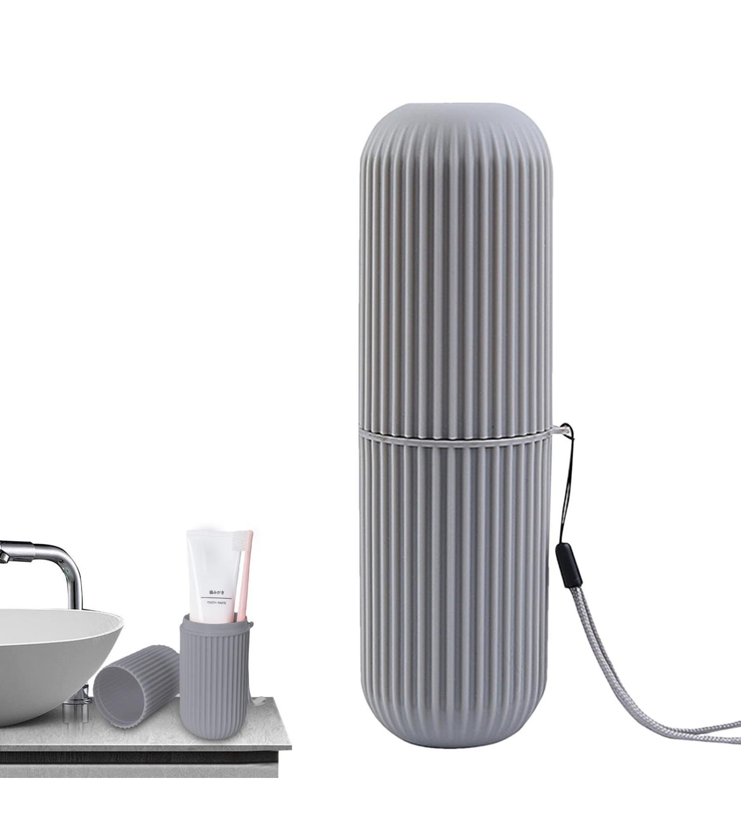 Travel Toothbrush Holder Case - Dustproof Organizer for Toothbrush & Toothpaste | Multifunctional Travel Mug for Home Business & Camping - S Gray - Buy Online on GoSupps.com