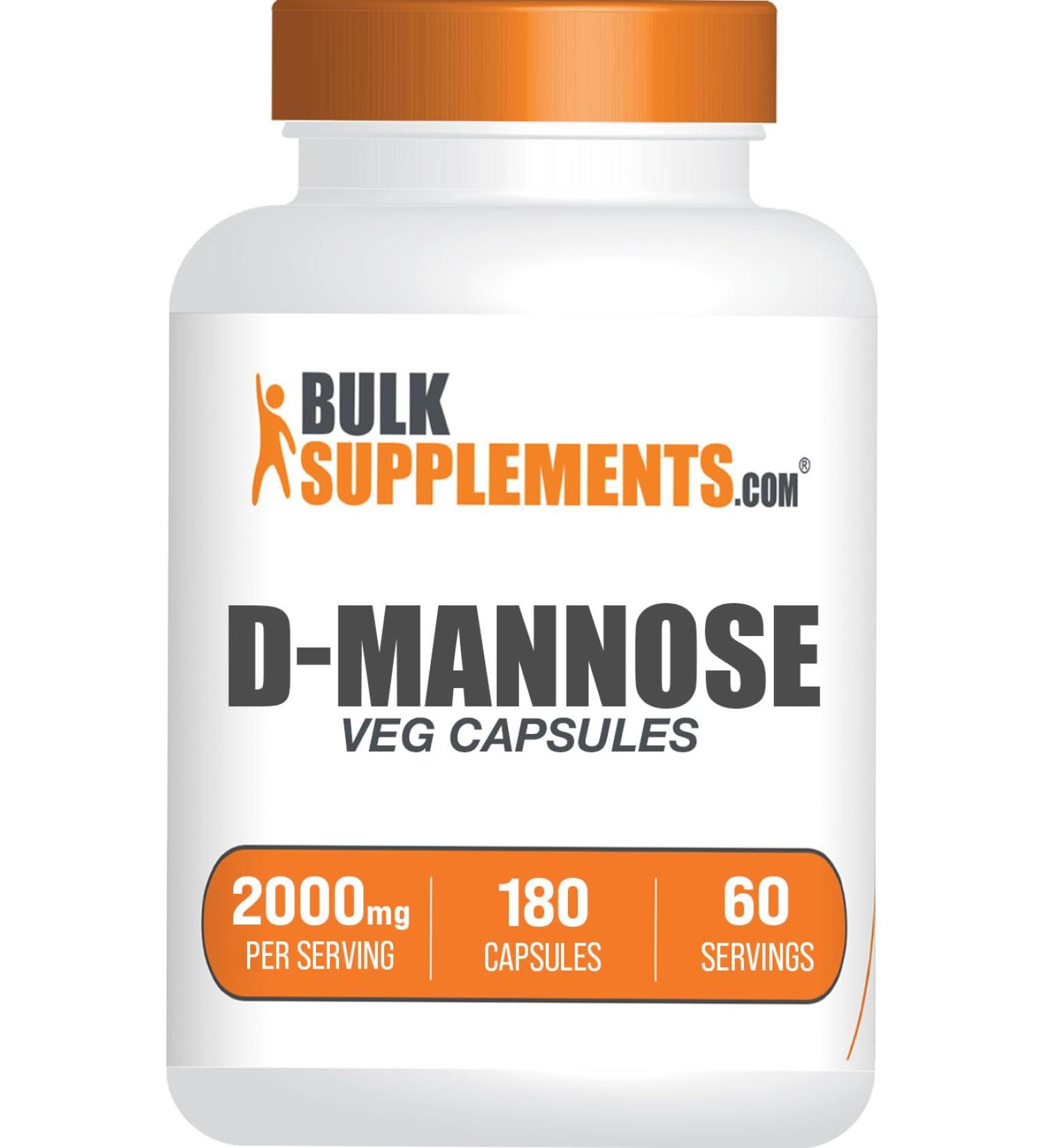 BulkSupplements D-Mannose Capsules - 2000mg Vegan Urinary Tract Health Supplement 180 Veg Capsules 3 Capsules per Serving - Buy Online on GoSupps.com