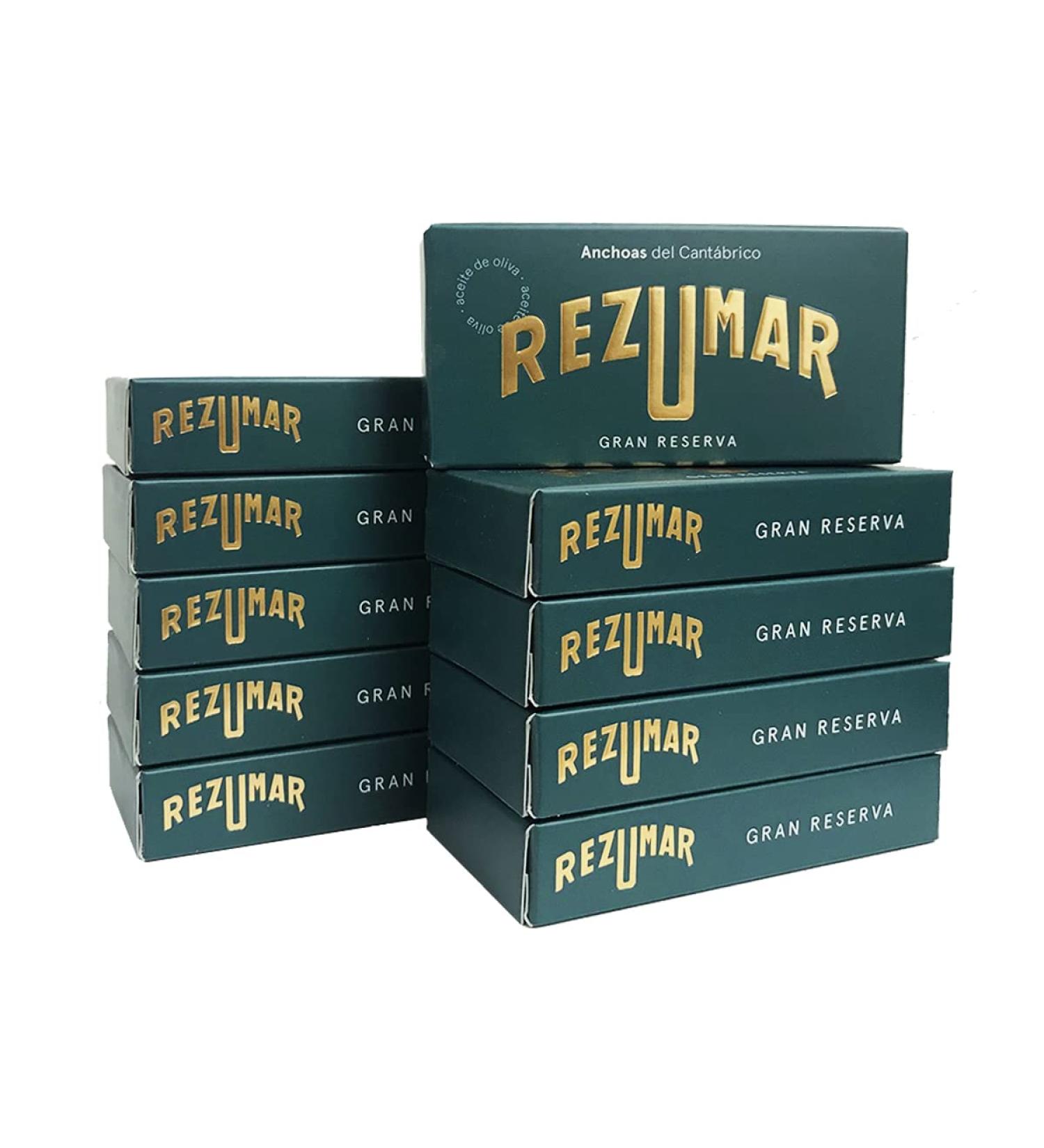 Rezumar Anchoas Gran Reserva - Gourmet Cantabrian Anchovy Fillets in Olive Oil | 10 Packs of 50g - Premium International Shipping - Buy Online on GoSupps.com