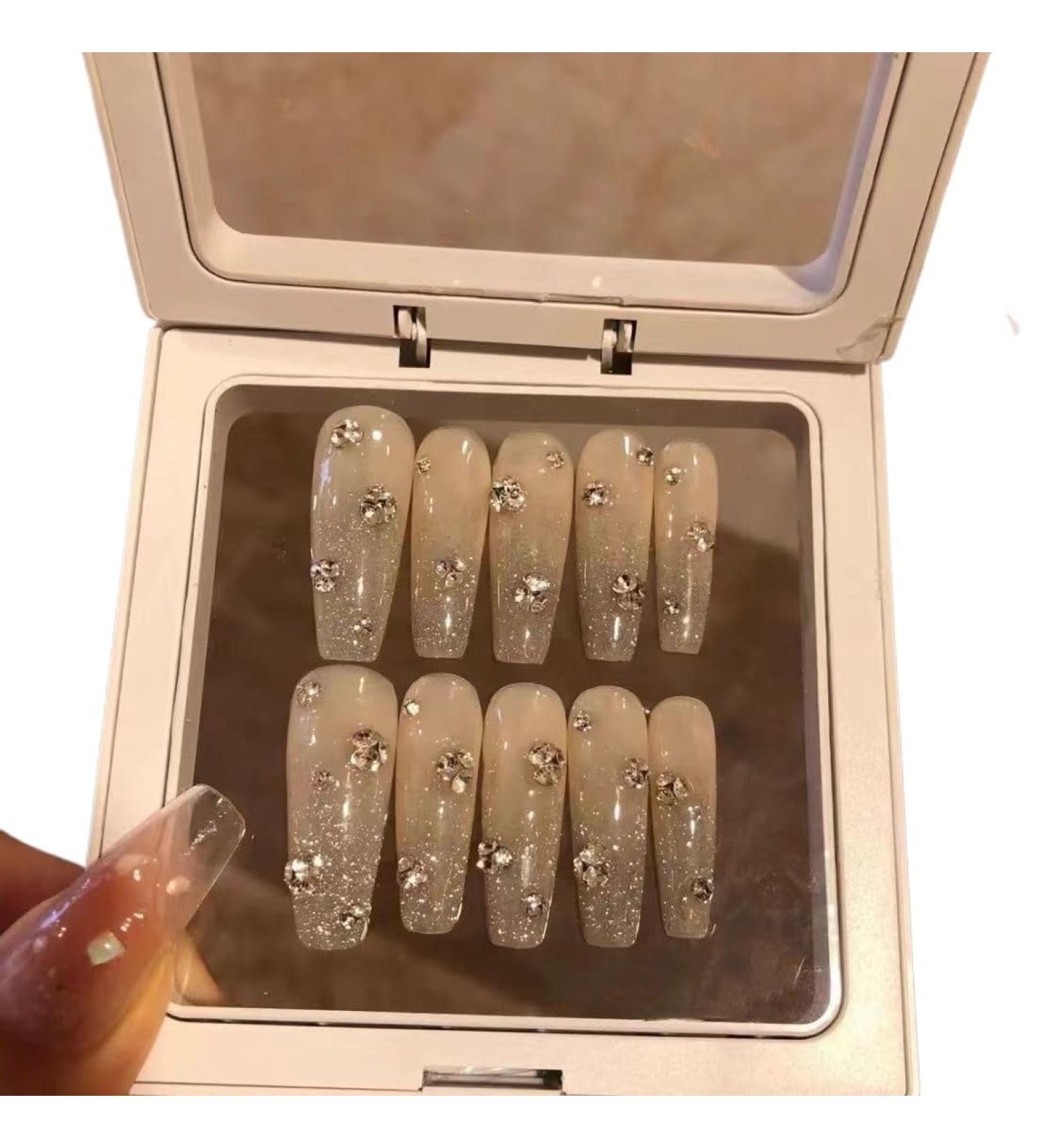 Temperament-enhancing nail art fingertip nail art pile drilling and removable wearing nail.(S)