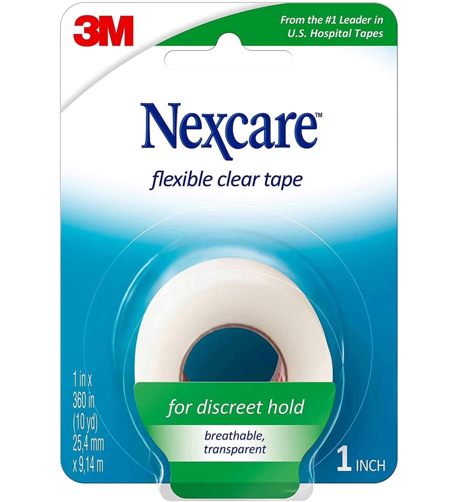 Nexcare Flexible Clear Tape 1 Inch - 10 Yards | Skin-Safe Adhesive Tape - Buy Online on GoSupps.com