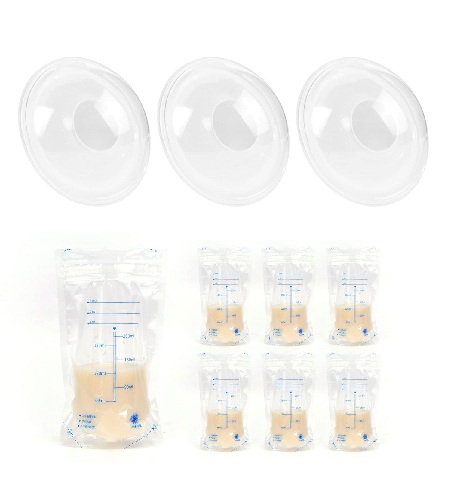 3-Pack Breastfeeding Bra & Nipple Protection with Milk Collectors & 6 Storage Bags | Best for Breast Milk Preservation - Buy Online on GoSupps.com