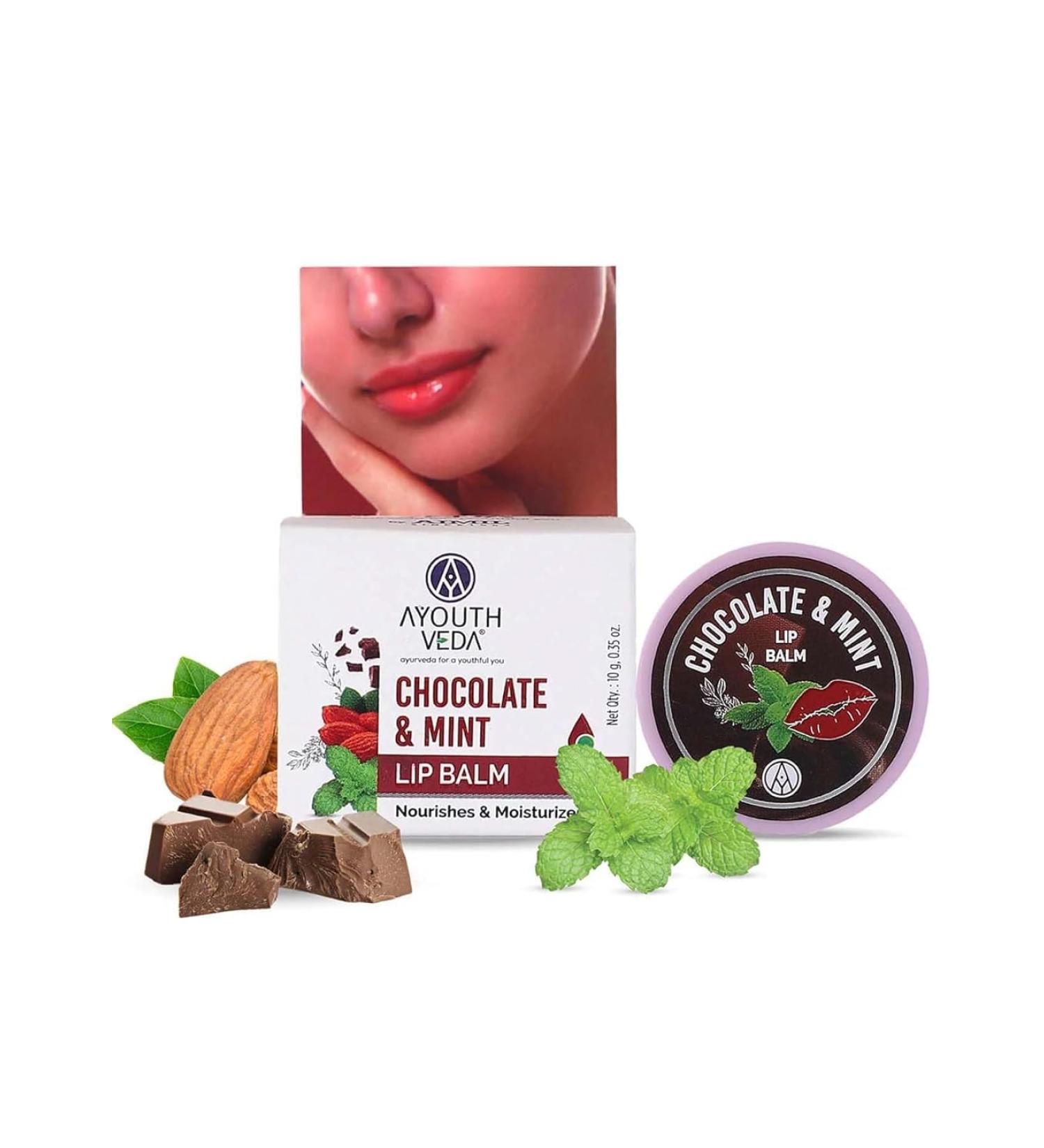 Chocolate & Mint Lip Balm for Men & Women | Nourishing Vitamin E Balm for Chapped Lips | Heals Dry Cracked Lips | Moisturizer with Almond & Olive Oil (10gm - Buy Online on GoSupps.com
