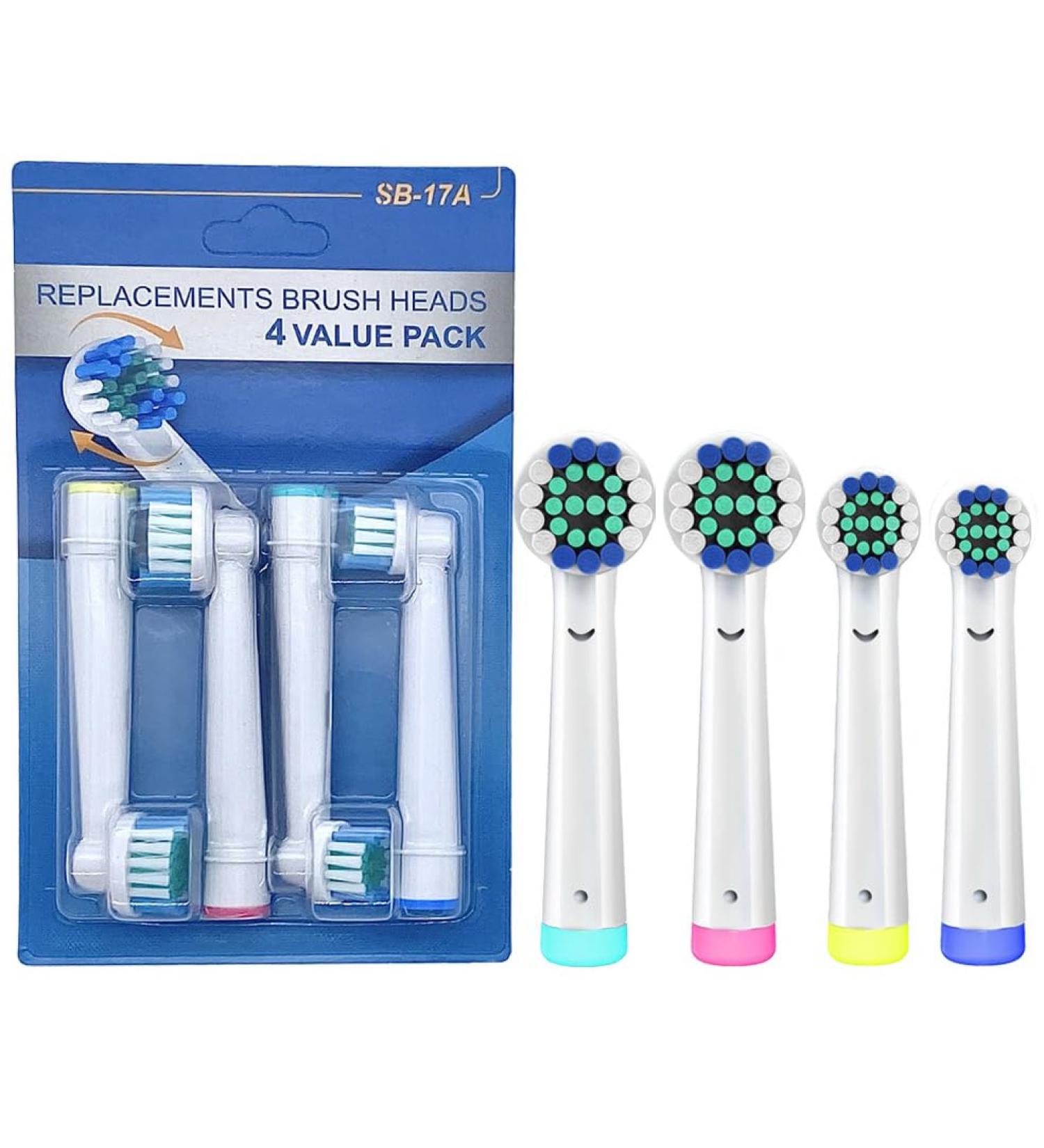 Replacement Toothbrush Heads for Oral B Braun - Soft Bristle Electric Toothbrush Heads (4PCS) - Small Medium Large Sizes - Gentle Cleaning - Buy Online on GoSupps.com