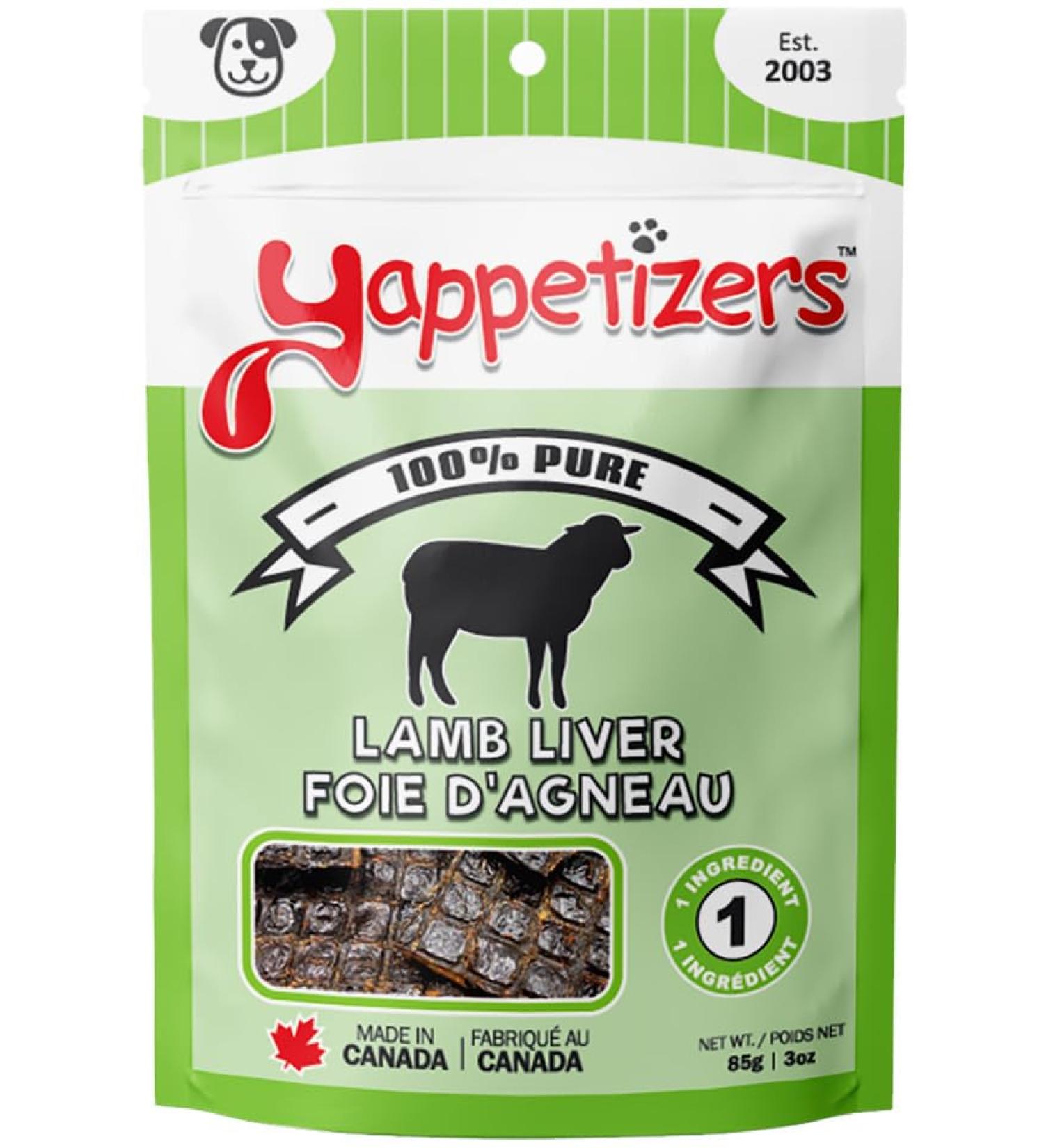 Yappetizers Pure Lamb Liver Dehydrated Dog Treats (Mudium)