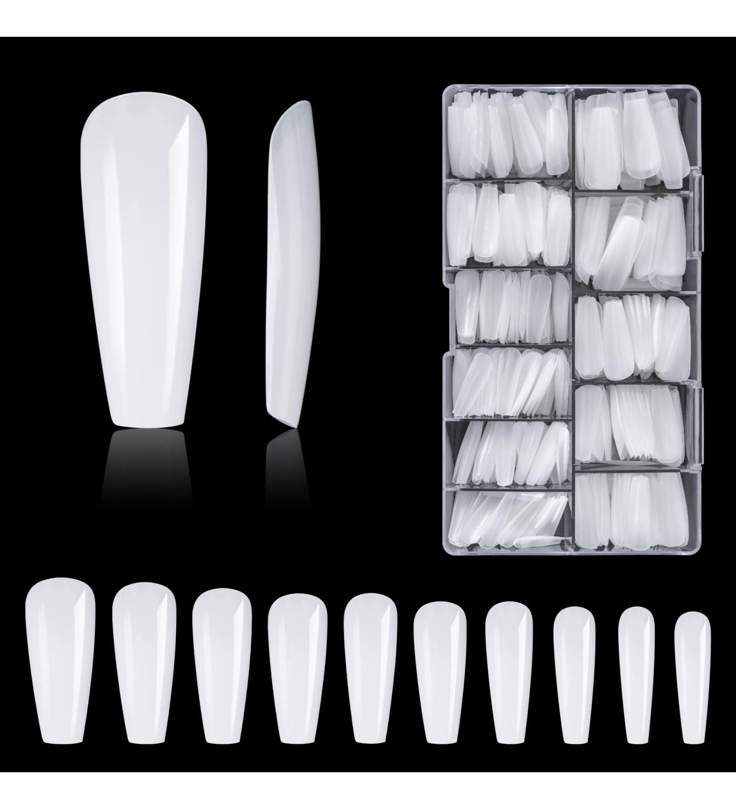 500 Piece White Nail Tips - Acrylic Artificial Nails for Nail Studios & DIY Art - 10 Sizes with Storage Case - Buy Online on GoSupps.com