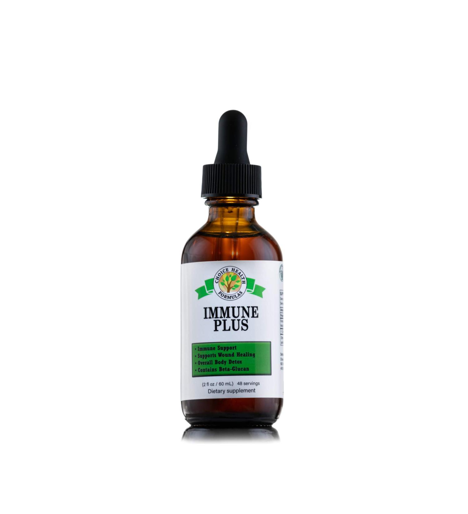 Choice Health Immune Plus (2 oz) Overall Body Detox Immunity Strength Wound Healing & Immune Support Booster Dietary Supplement - Vegan Non GMO & Gluten Free