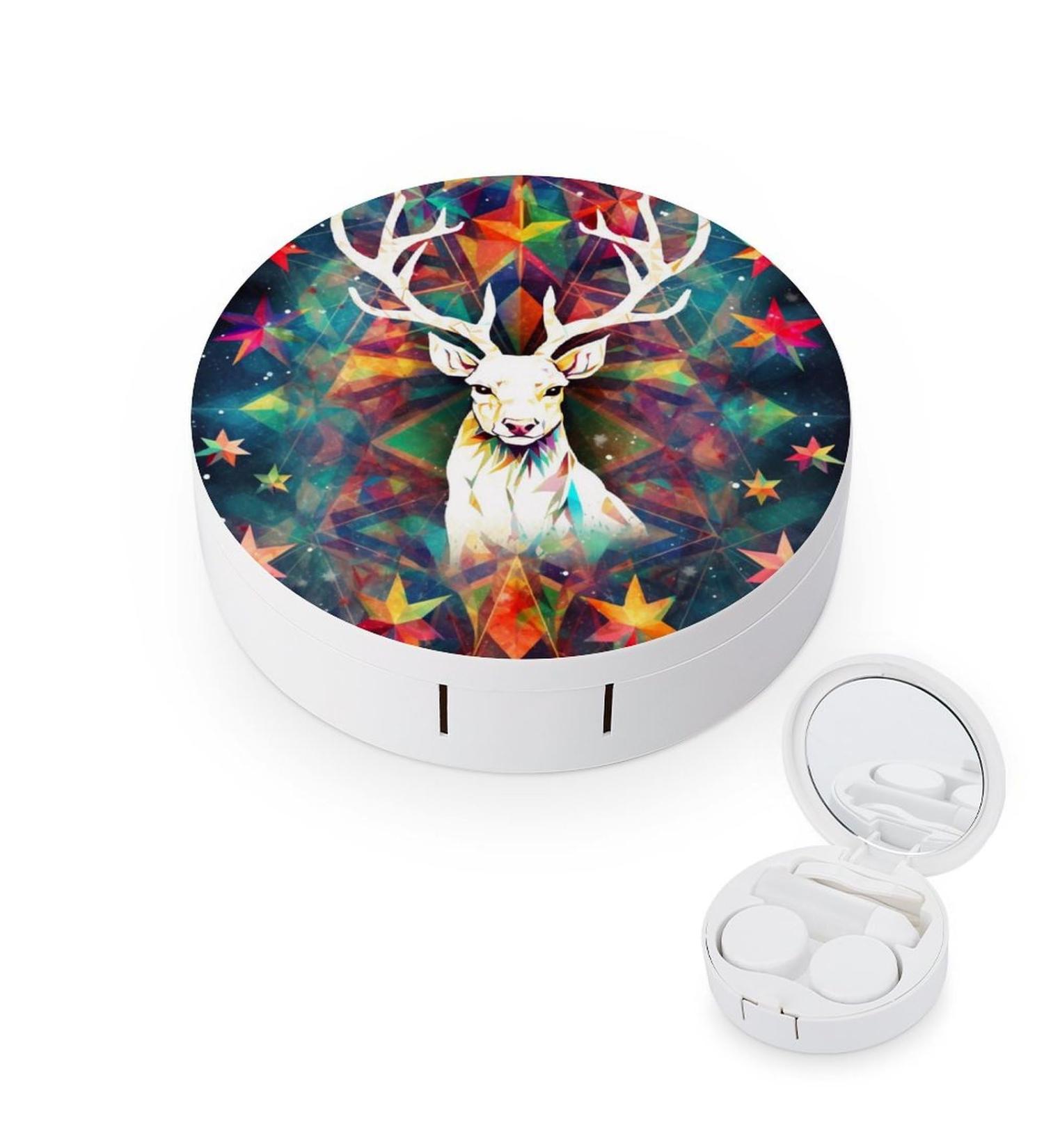 Colorful Triangles & Reindeer Contact Lens Case - Portable Travel Storage Box for Contacts - Buy Online on GoSupps.com