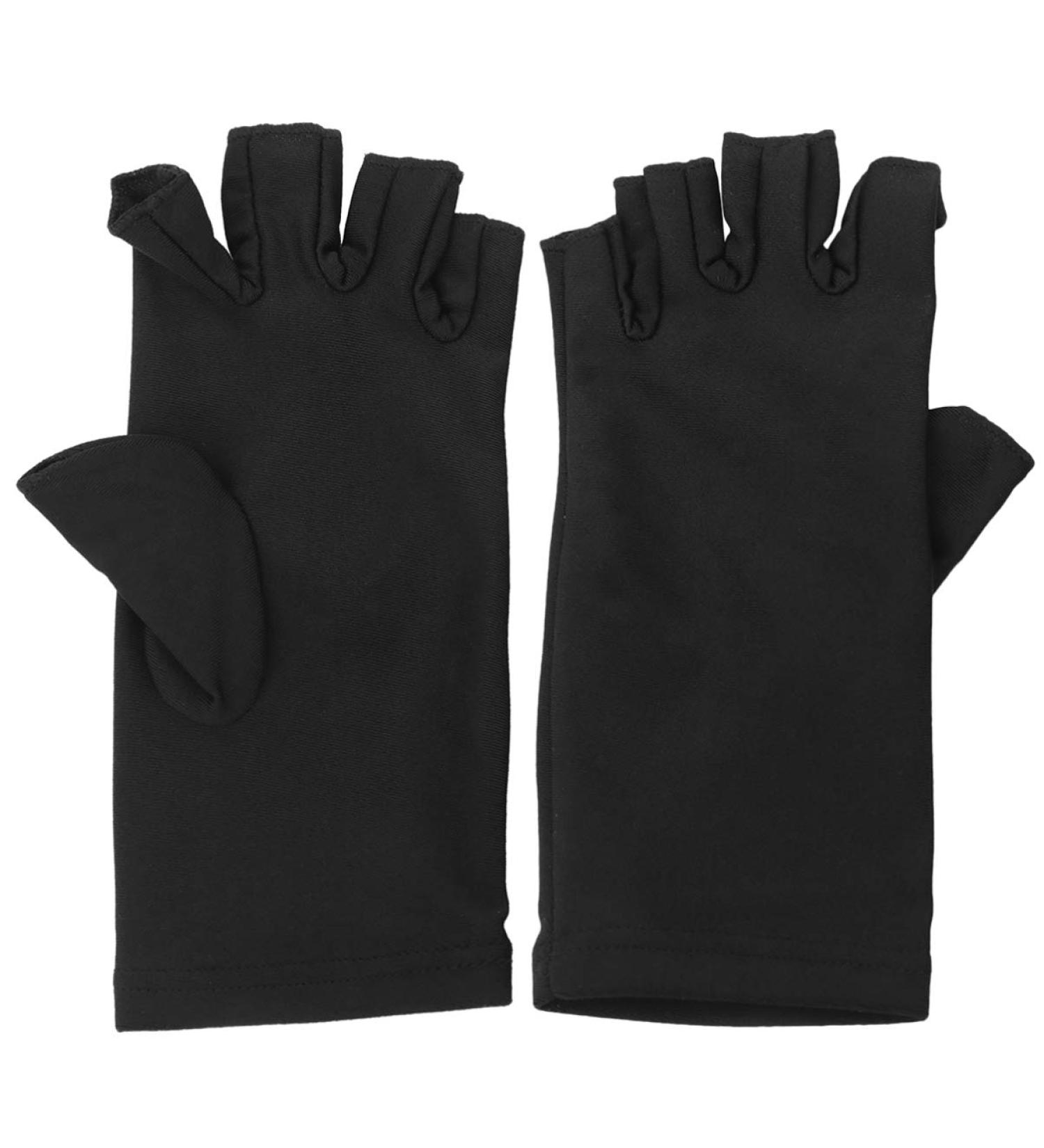 Solustre UV Protection Manicure Gloves - Anti-UV Half-Finger Nail Dryer Tools - 2 Pairs in Black for Salon & Home Use - Buy Online on GoSupps.com