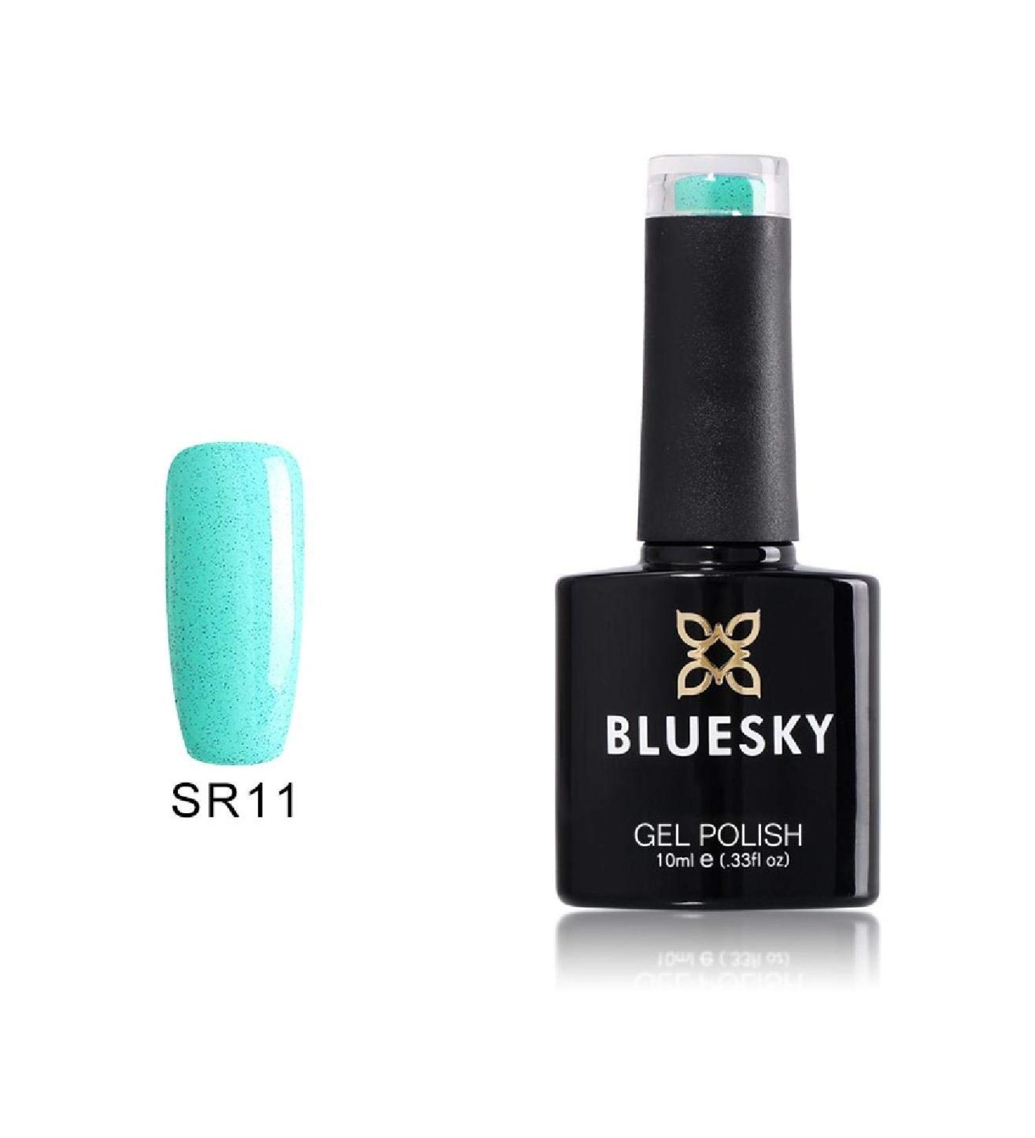 Bluesky Gel Nail Polish Marine Sr11 Blue Glitter Light Teal Long Lasting Chip Resistant 10 ml (Requires Drying Under UV LED Lamp) - Buy Online on GoSupps.com