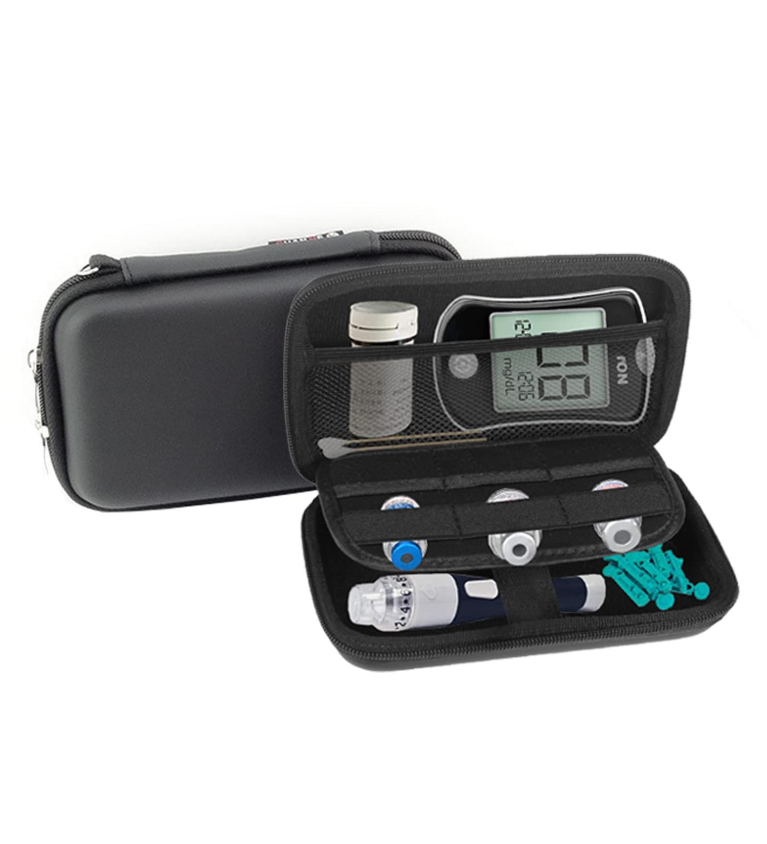 Diabetic Travel Case Organizer for Glucose Meter & Supplies (Black) - Buy Online on GoSupps.com