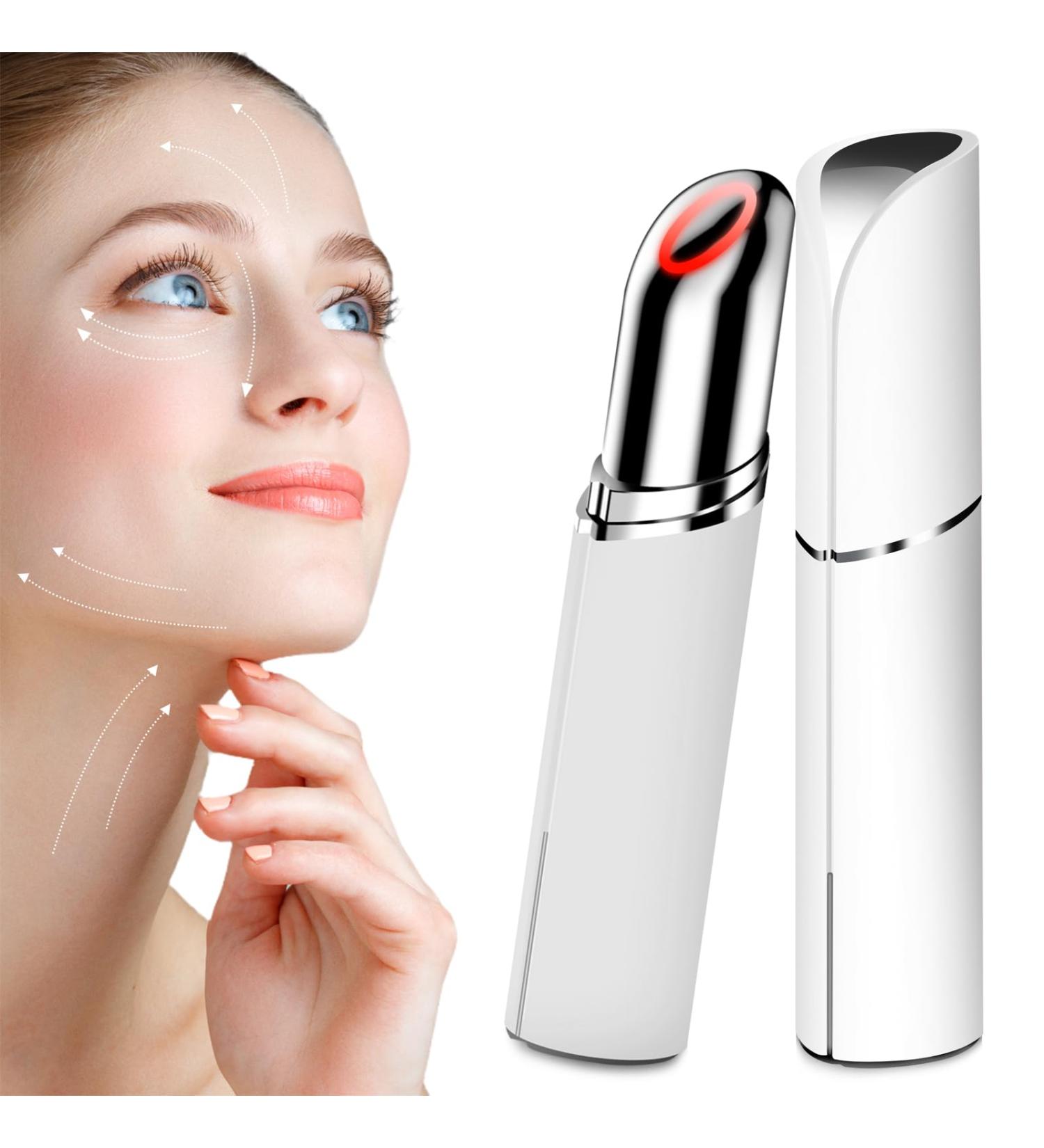 Neck Face Massager - BUV Mini LED Sculpting Tool with 3 Color Modes & Vibration for Enhanced Skin Care - Baby White - Buy Online on GoSupps.com
