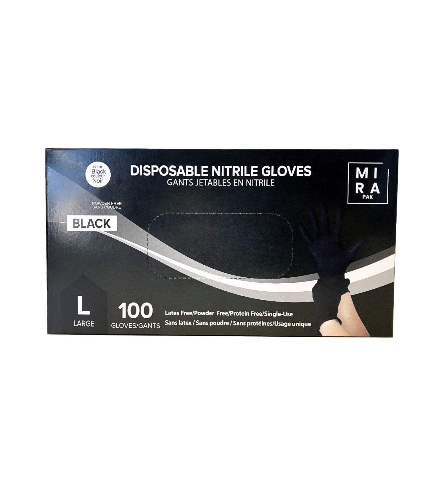 Mira Pak Black Nitrile Gloves - Latex & Powder-Free Textured Food-Safe Disposable for Cooking Cleaning Industrial Use Medium (Pack of 100) - Buy Online on GoSupps.com