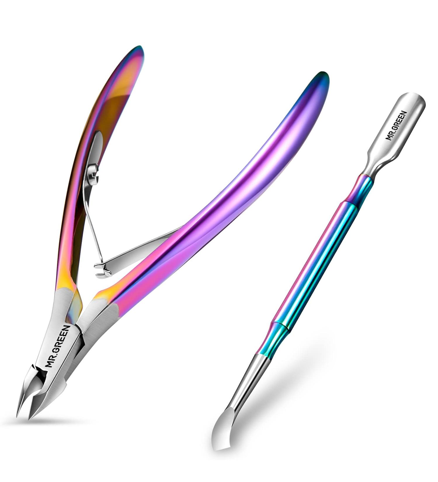 Cuticle Trimmer with Cuticle Pusher Cuticle Nipper Professional Stainless Steel Cuticle Cutter Sharp Durable Pedicure Manicure Tools for Fingernails and Toenails Colored - Buy Online on GoSupps.com