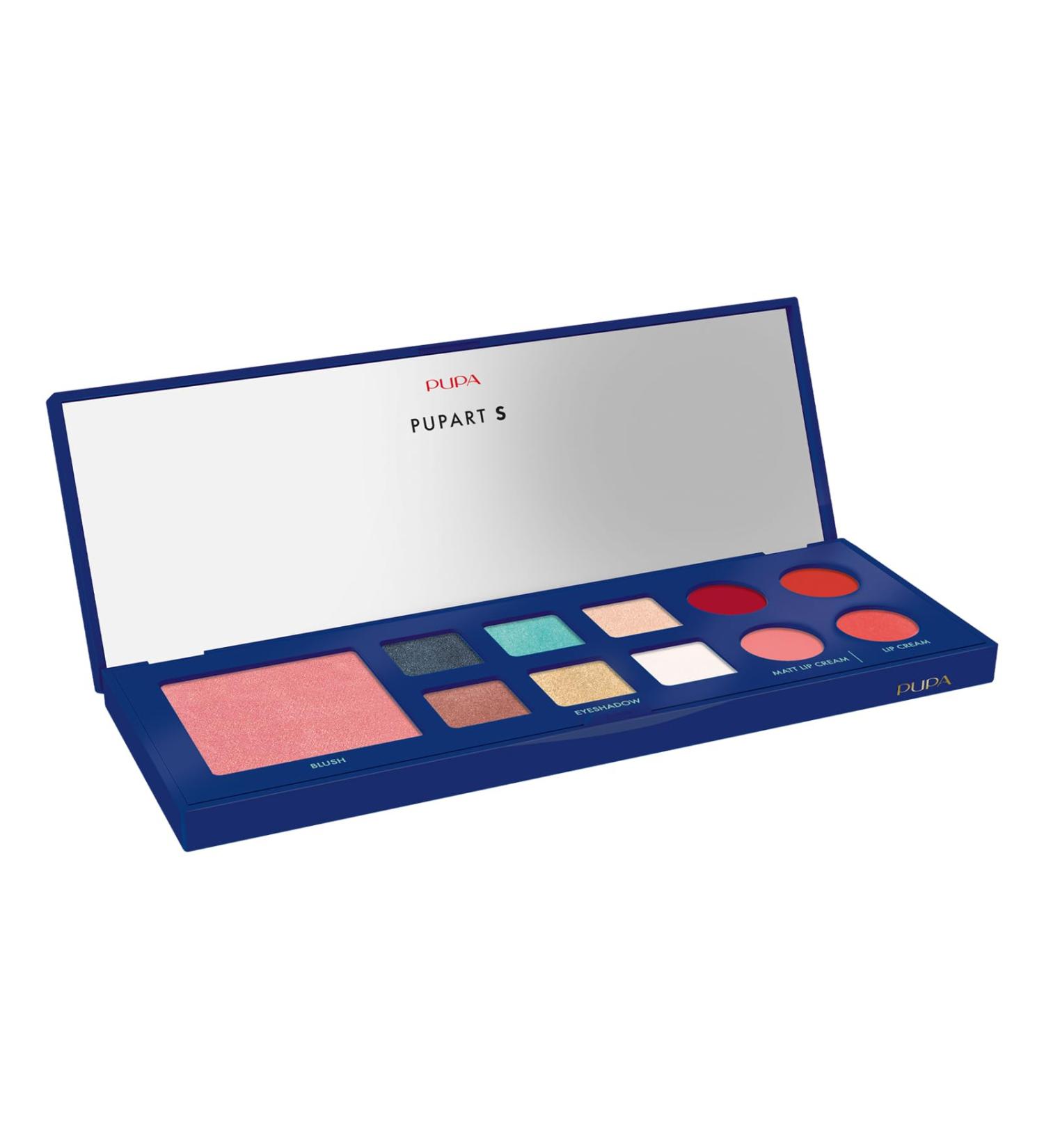Pupa Milano Pupart S Makeup Palette 004 Blue | Versatile 5-in-1 Makeup Kit - Blush Eyeshadow Lip Gloss & Cream | 0.4 oz - Shop Internationally - Buy Online on GoSupps.com