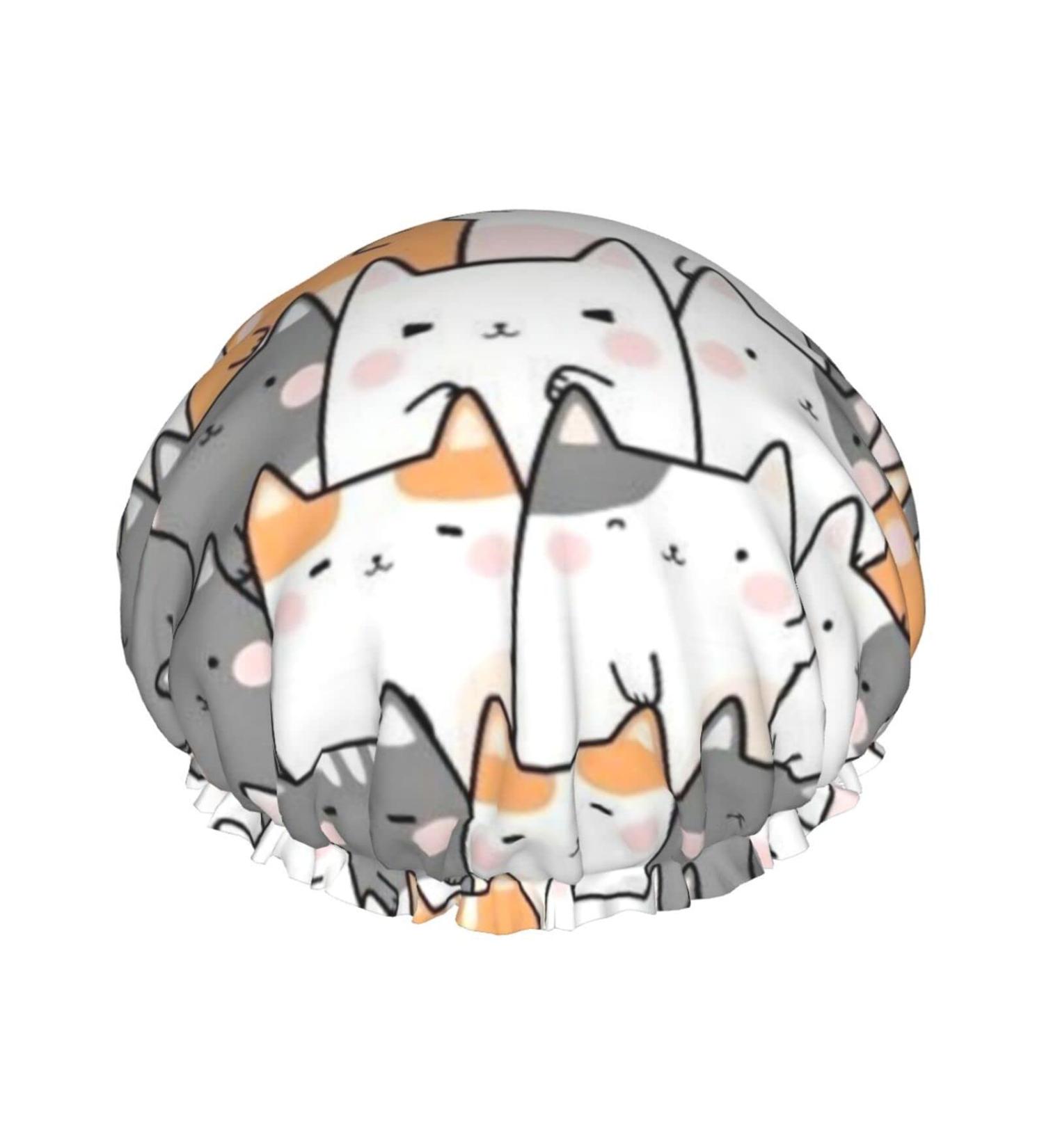 Orange Cats Printed Shower Cap - Waterproof Reusable Bath Cap for Women, Men, Boys, and Girls | Spa Salon Essential - Buy Online on GoSupps.com