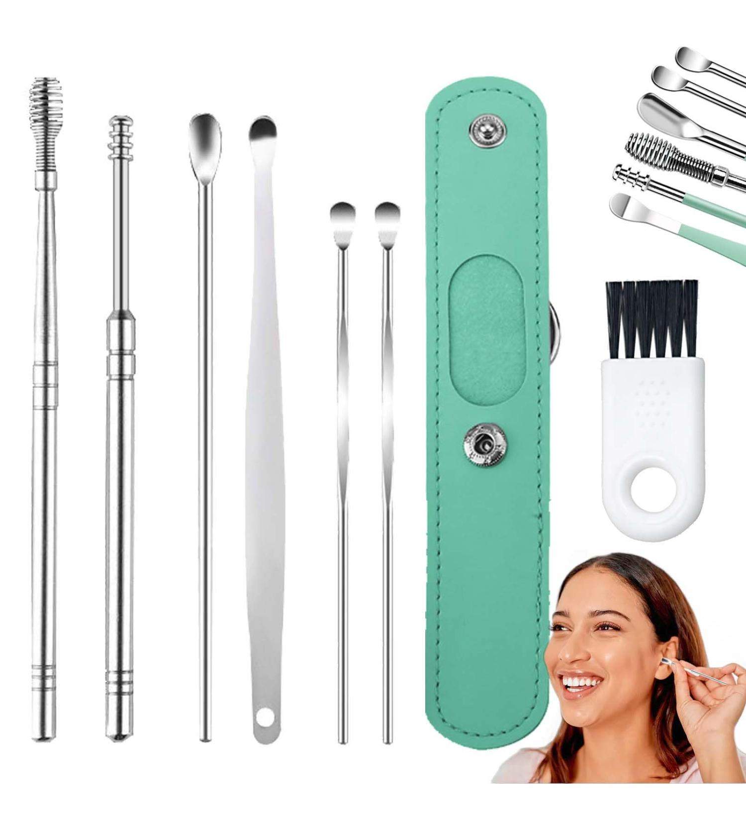 Pleteffect Ear Cleaner The Most Professional Ear Cleaning Master in 2024 Earwax Cleaner Tool Set Portable Earwax Removal Kit Ear Cleaner Earwax Removal Tools with PU Leather Case (A Green) A Green - Buy Online on GoSupps.com