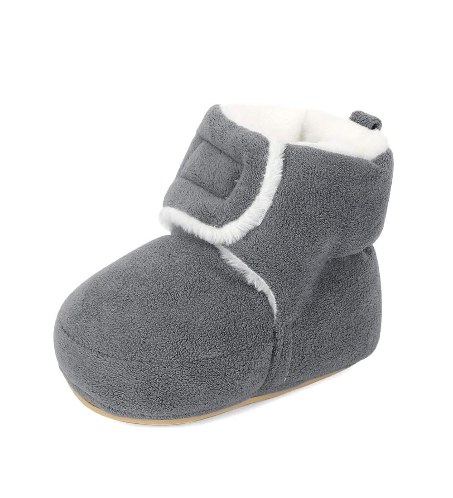 MASOCIO Baby Boy Girl Winter Booties | Soft Sole Anti-Slip First Walking Shoes 6-12 Months Gray - Buy Online on GoSupps.com