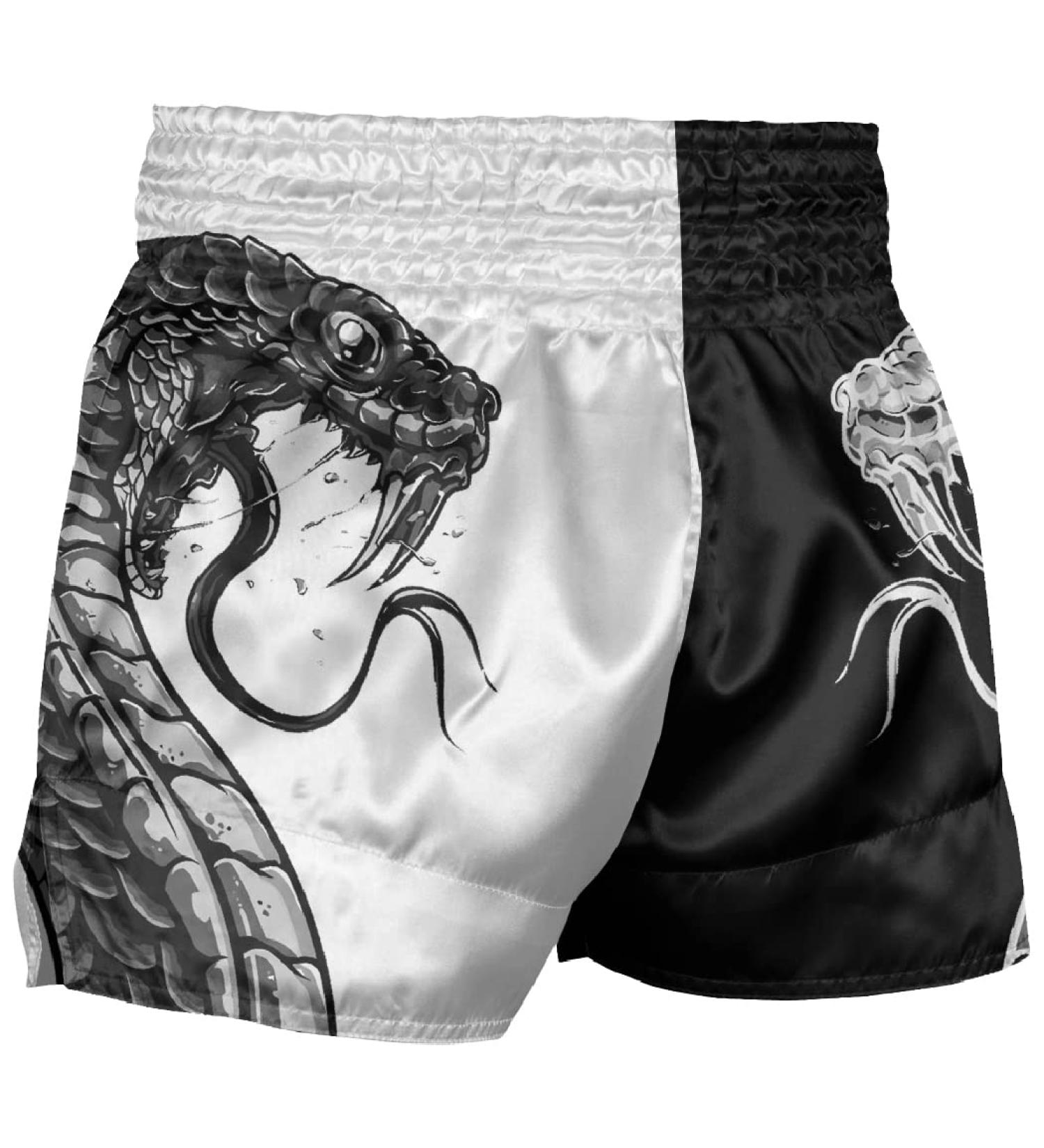 Men's Gold Viper Snake Skin Muay Thai Boxing Shorts - Large Black/White - Buy Online on GoSupps.com