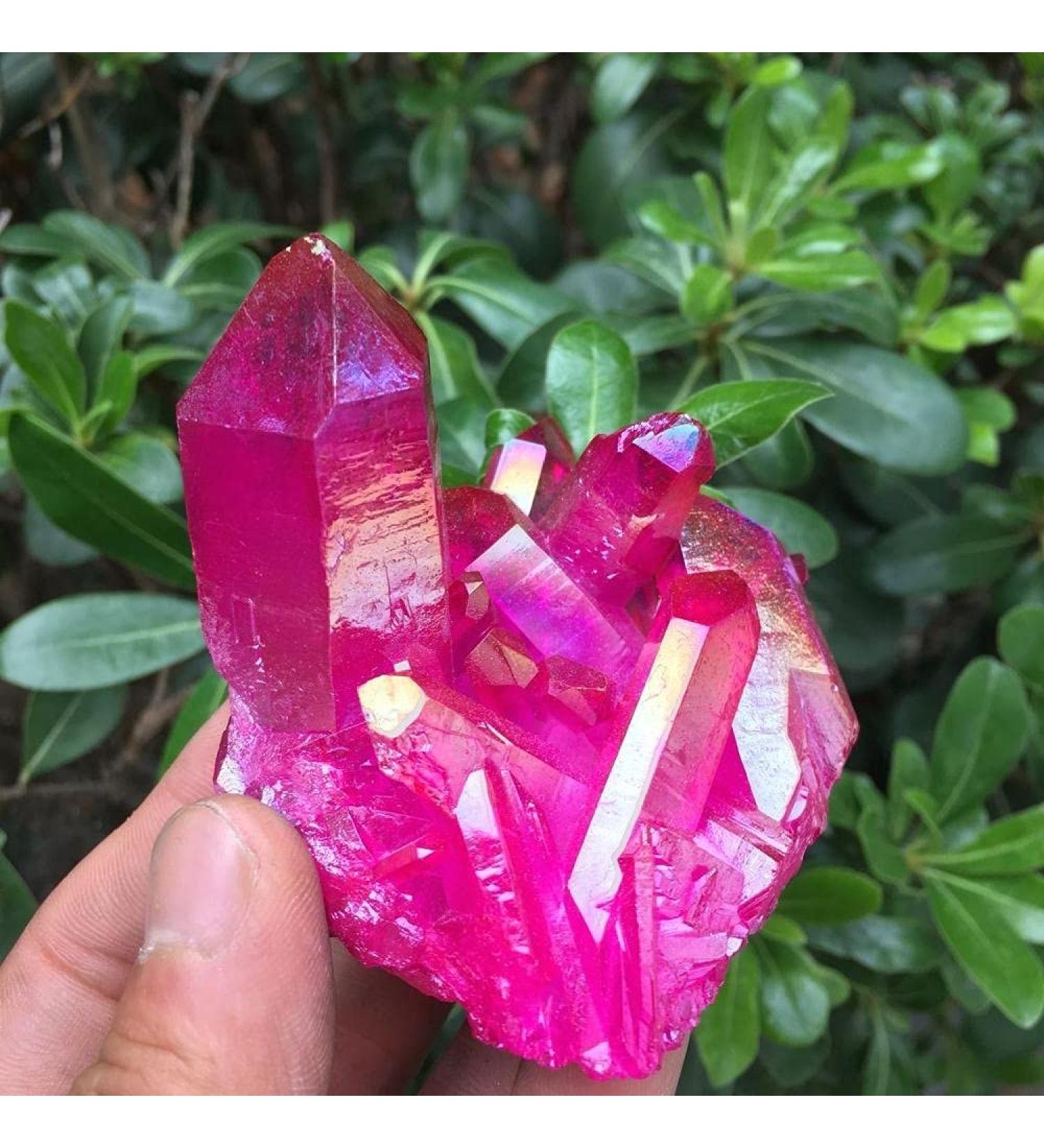 Beautiful red Flame Crystal Cluster Natural Crystal Plating Titanium Coated Crystal Cluster 120-140g - Buy Online on GoSupps.com