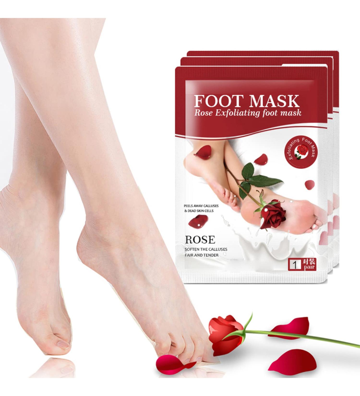 3-Piece Aloe Vera Foot Peel Mask for Hard Skin with Rose Extract - Exfoliating Feet Treatment for Callus Removal and Foot Care - Buy Online on GoSupps.com