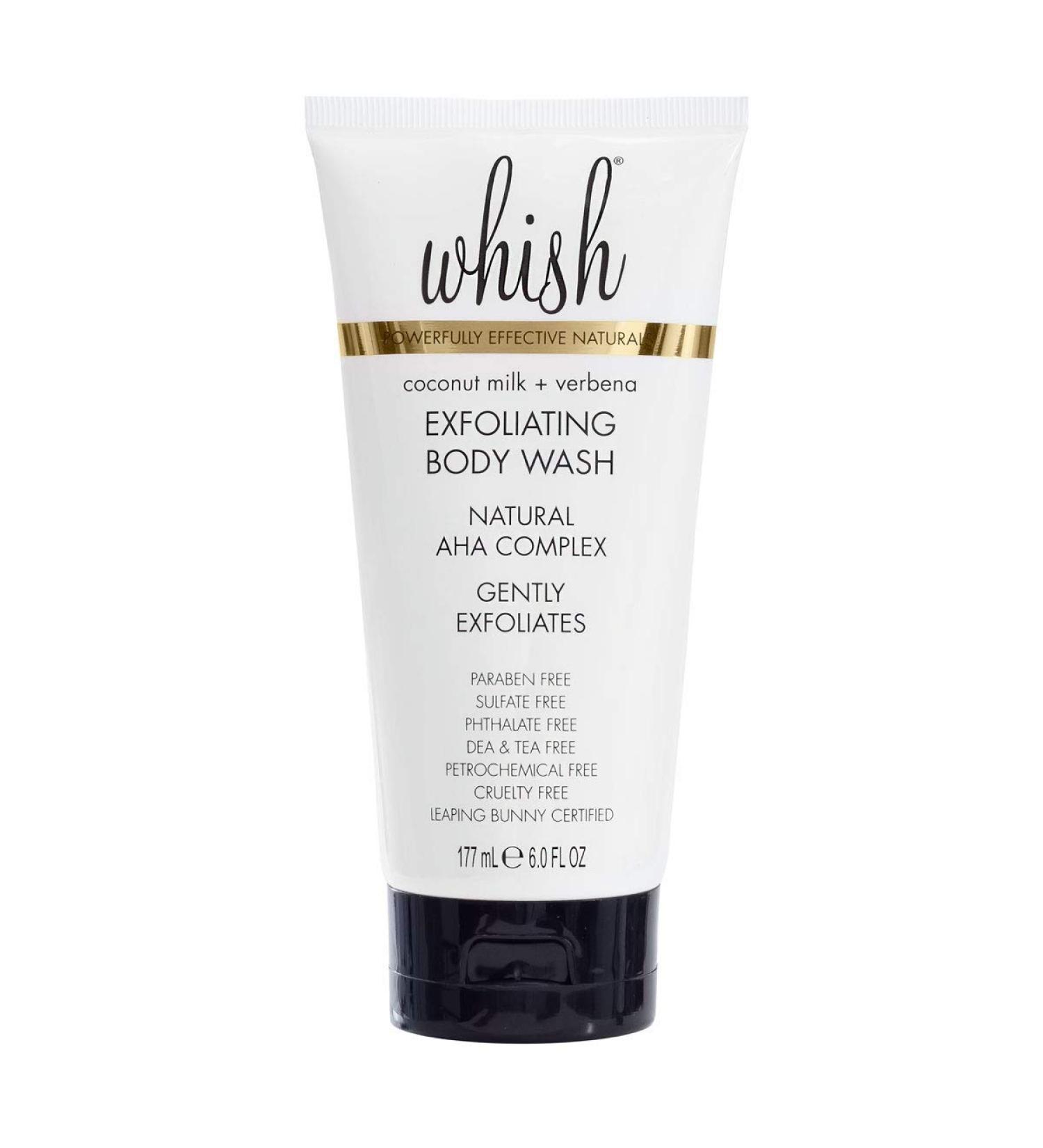 Whish Coconut Milk Exfoliating Body Wash - Alpha Hydroxy for Even Skin Tone & Clear Complexion - 6fl oz - Buy Online on GoSupps.com