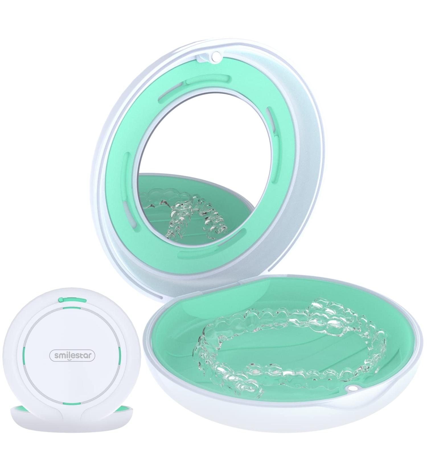 Slim Aligner Case with Mirror - Compatible with Invisalign & Mouth Guard - Cute White Retainer Case with Vent Holes - Buy Online on GoSupps.com