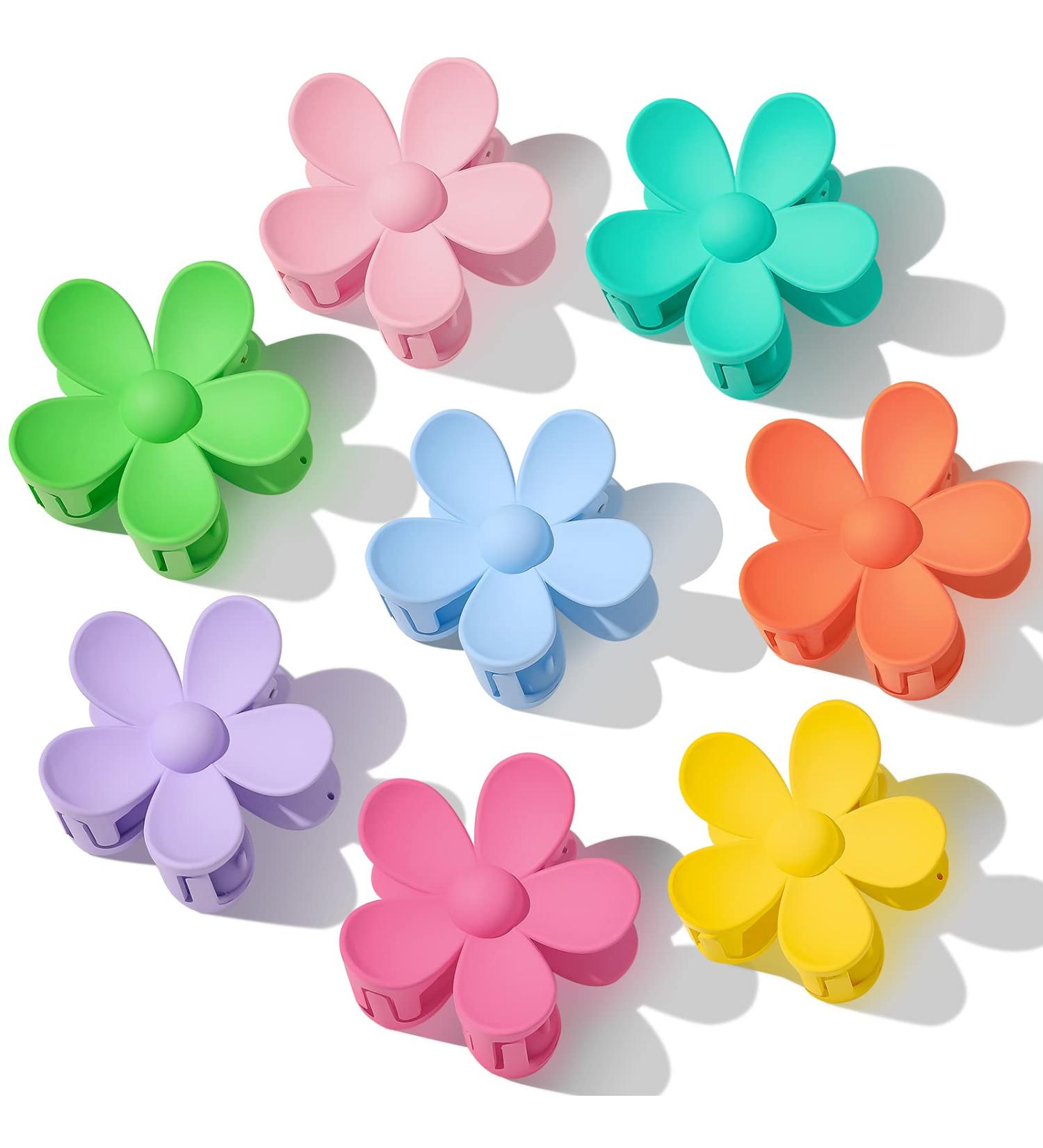 8PCS Flower Hair Claw Clips for Women - Strong Hold Large Clips for Thick & Thin Hair - 8 Colors (Pink, Rose Red, Purple, Yellow, Orange, Blue, Peacock Blue, Green) - Buy Online on GoSupps.com