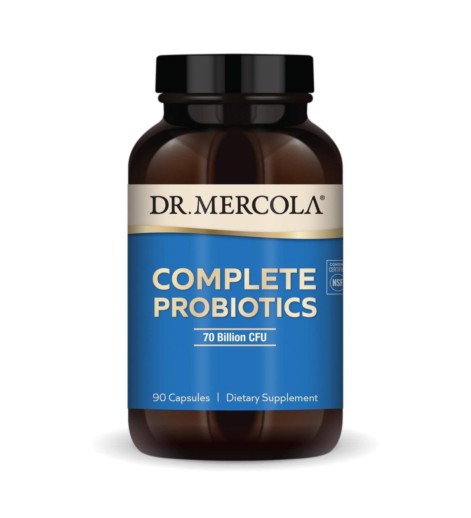 Dr. Mercola Complete Probiotics - 70 Billion CFU - Supports Immune, Digestive & Gut Health - Features 10 Strains - Shelf Stable - GMO-Free, Gluten-Free & Soy-Free - 90 Capsules (90 Servings) 90 Count (Pack of 1) - Buy Online on GoSupps.com