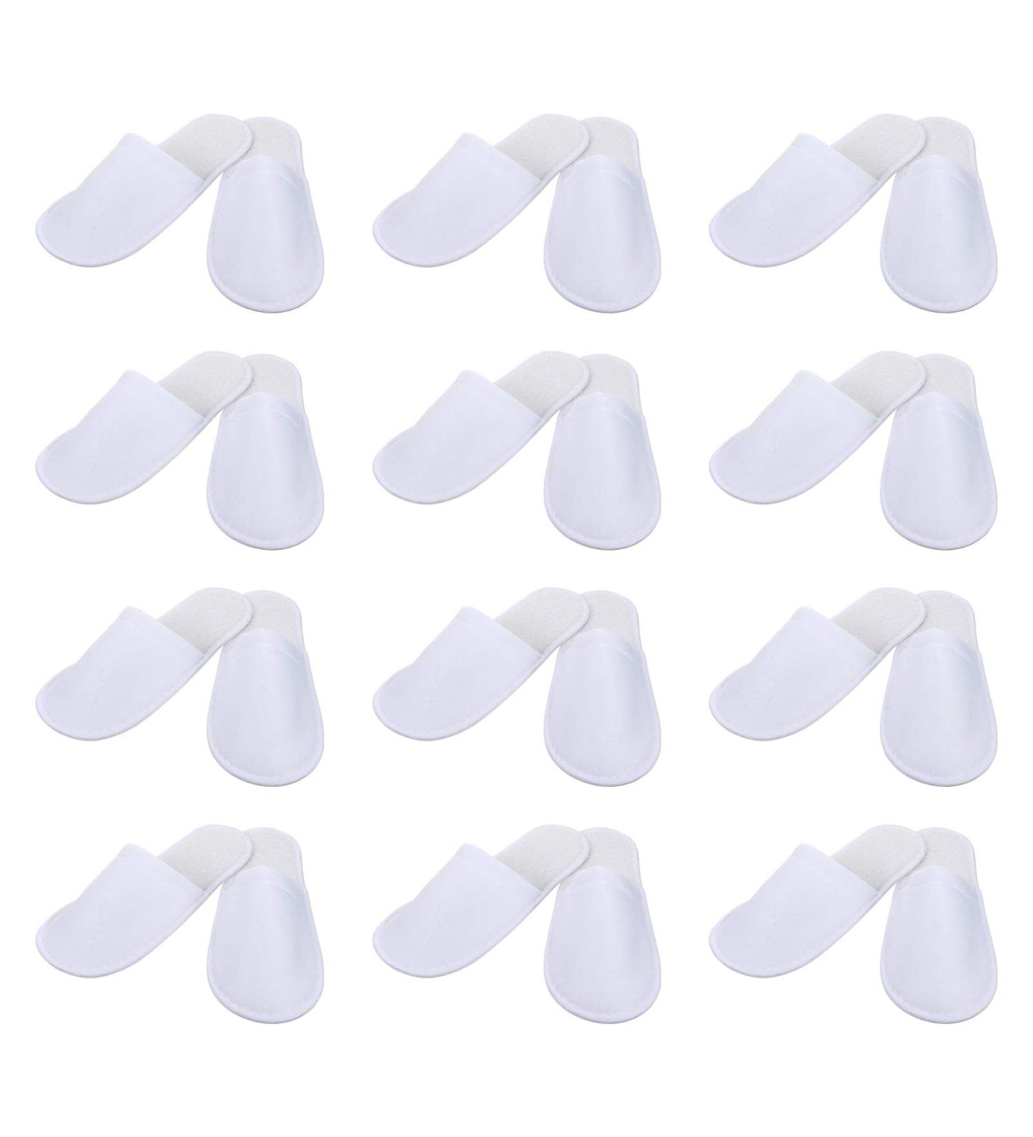 24 Pairs Disposable Hotel Spa Slippers - Unisex White Coral Fleece - Bulk Portable Shoes - Buy Online on GoSupps.com