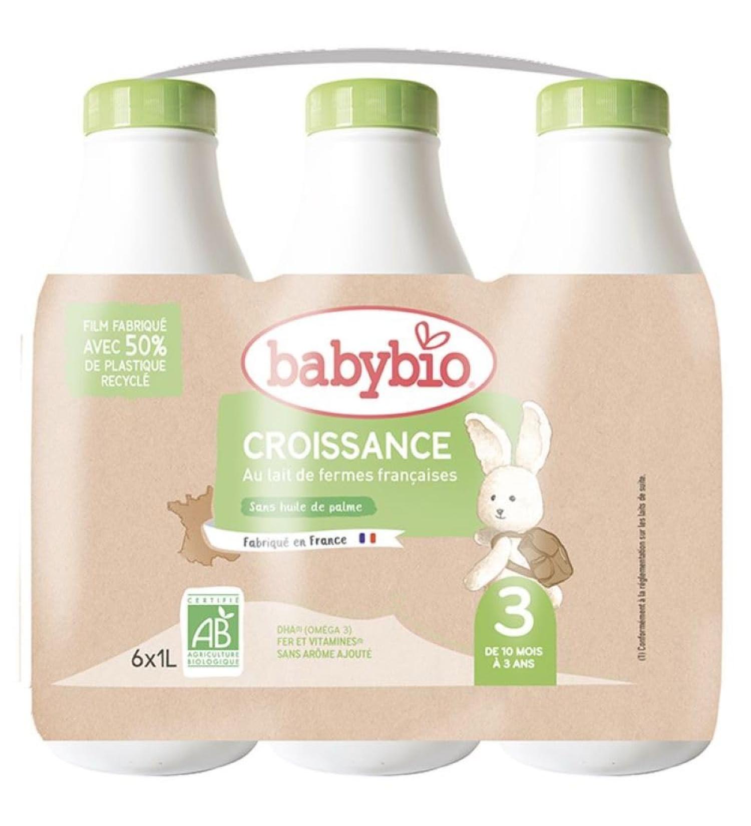Babybio Liquid Growth Milk - 3rd Age from 10 Months - 6x1L - Organic Made in France & French Milk - Premium Formula: DHA/ARA - Buy Online on GoSupps.com
