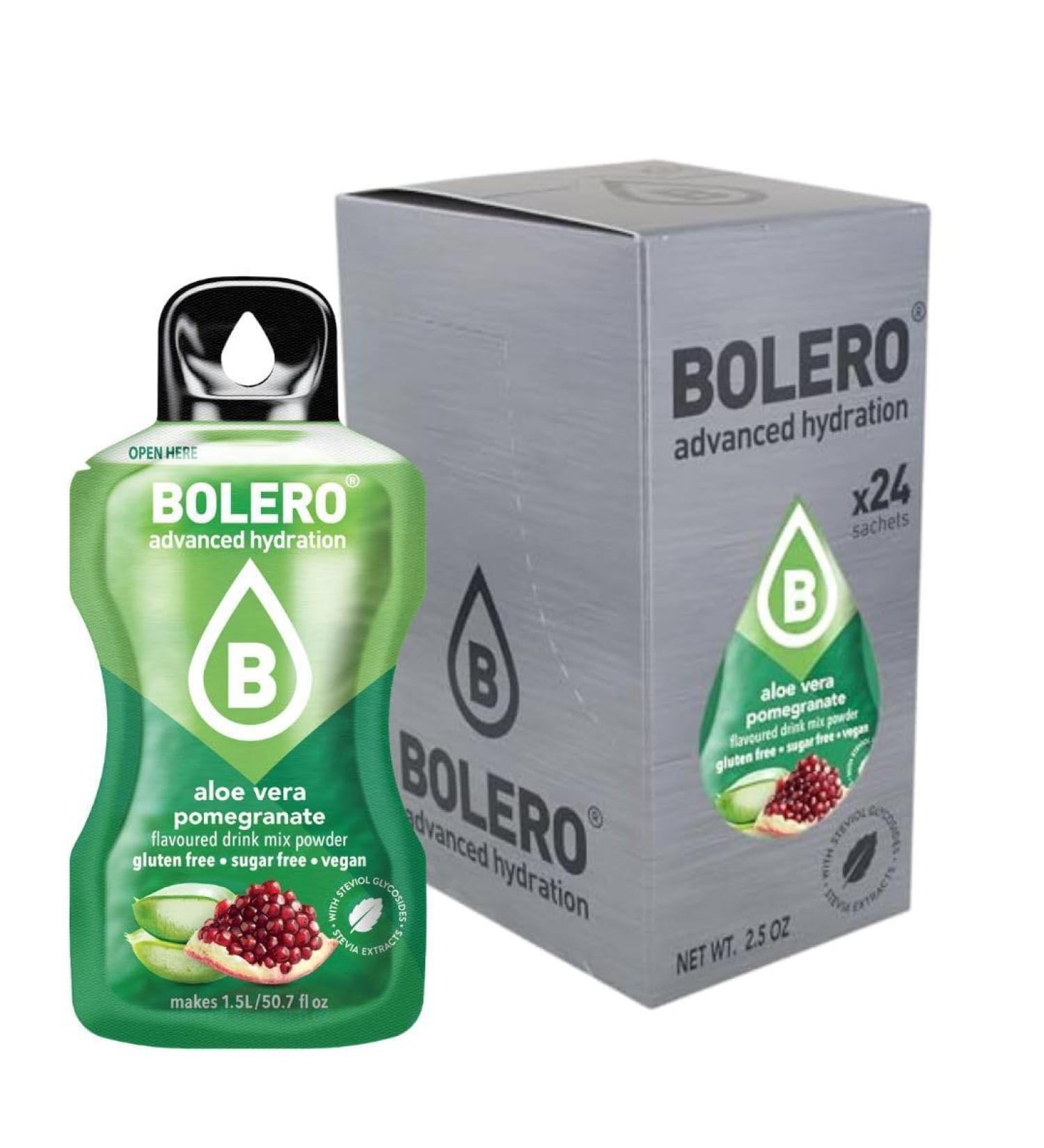 Bolero ALOE VERA POMEGRANATE 24 x 3 g | Sugar-free juice powder sweetened with stevia + vitamin C | Suitable for children diabetics | Gluten-free and suitable for vegans | Taste - Buy Online on GoSupps.com