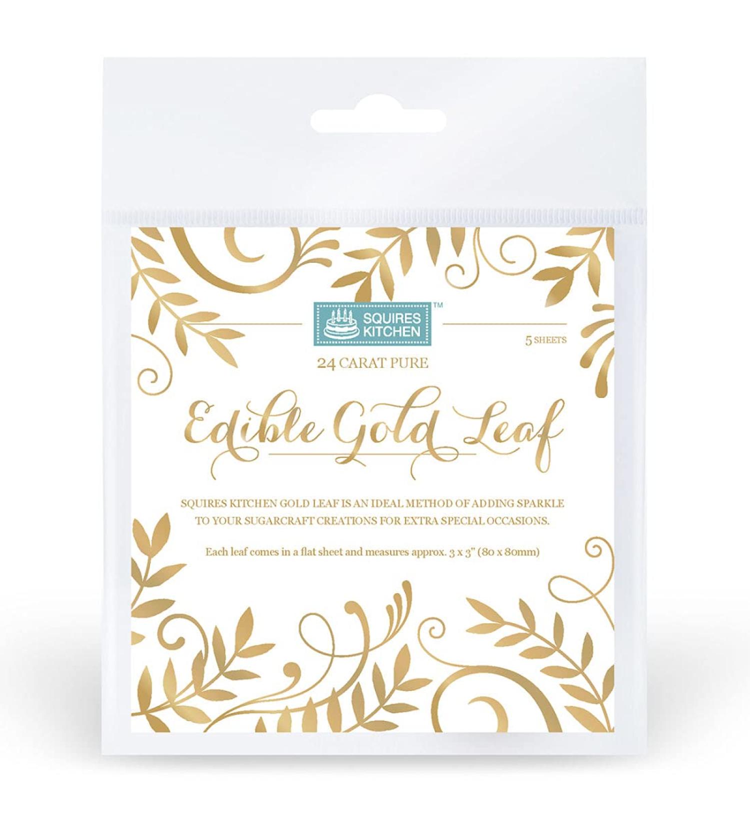 Squires Kitchen Edible Pure 24 Carat Gold Leaf Flake 5 Sheets