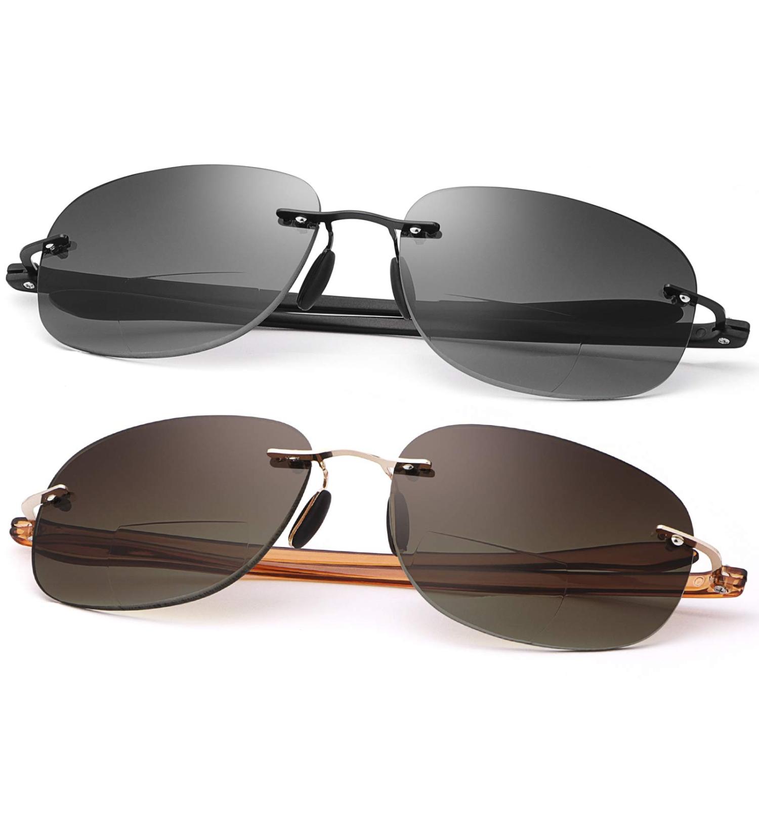 Rimless Bifocal Reading Glasses - UV400 Sunglasses Blue Light Blocking Lightweight Sun Readers for Men & Women - Perfect for Outdoor Driving & Safety - Tinted Lens Eyewear 3.0 - Buy Online on GoSupps.com