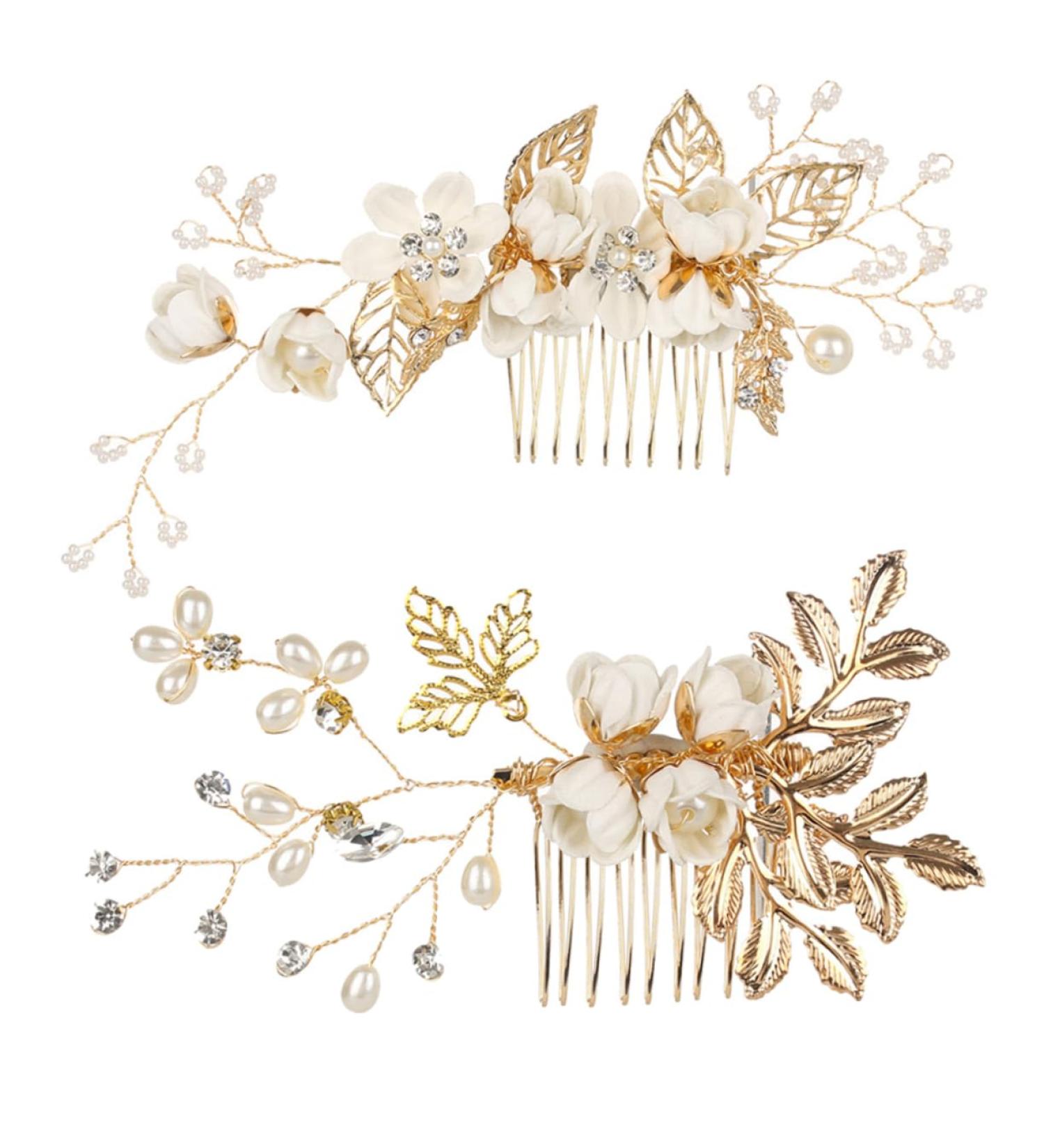 FRCOLOR Set of 5 Pearl Hair Clips White Clothes Hair Accessories Hair Clips with Rhinestone Tiara for Wedding Bridal Comb Bridal Hair Comb Wedding Headpiece Bridal Hair Pin Set - Buy Online on GoSupps.com