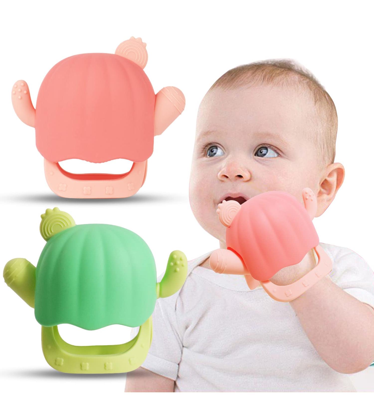 Baby Teething Toys 2-Pack for 0-12 Months | Silicone Teether Set with Storage Case | Sore Gums Relief | Pink + Green - Buy Online on GoSupps.com
