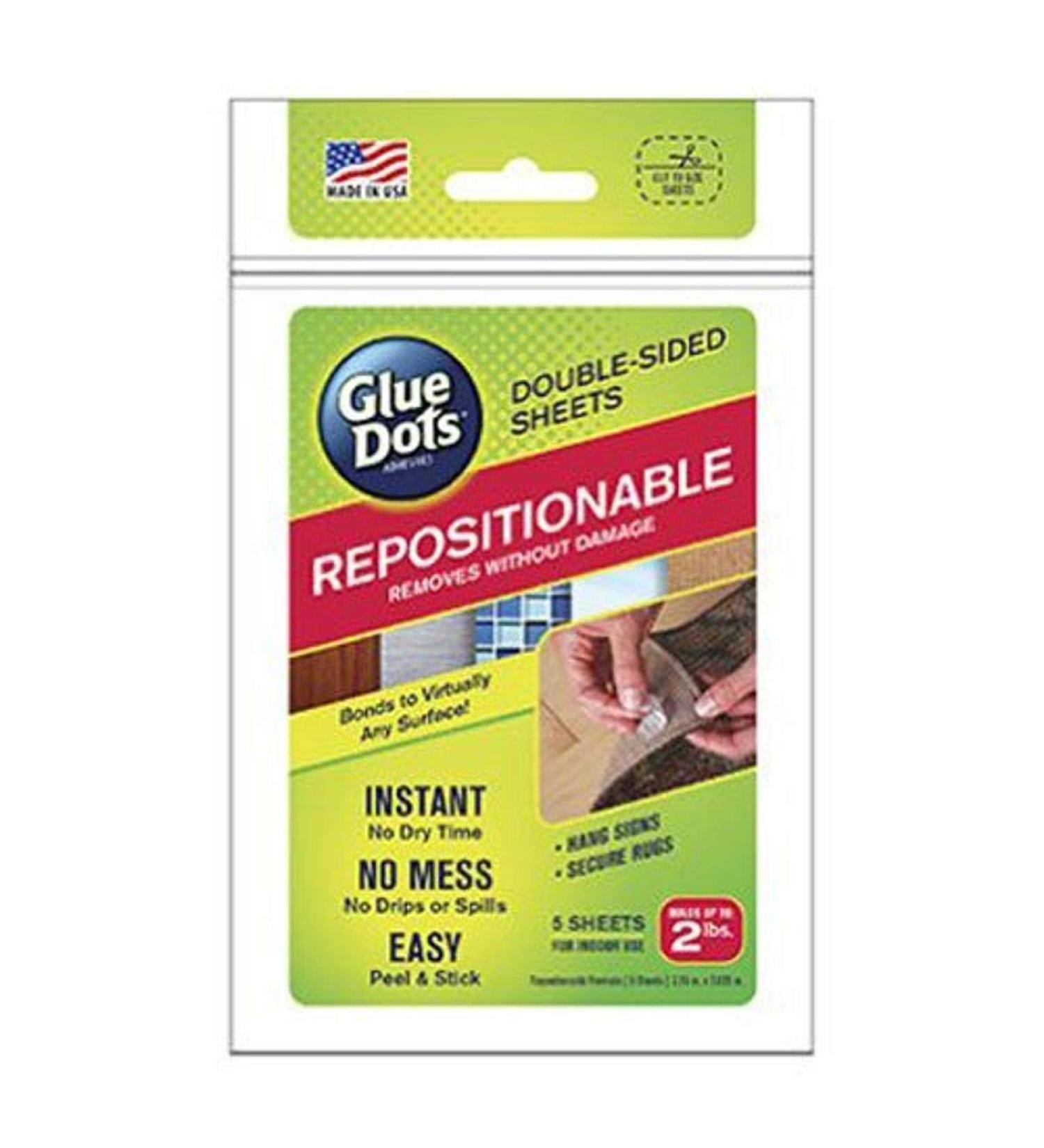 Glue Dots Repositionable Adhesive Sheets  Double Sided  Temporary Bond  5 Sheets (37010)  clear 5 Sheets Repositionable - Buy Online on GoSupps.com